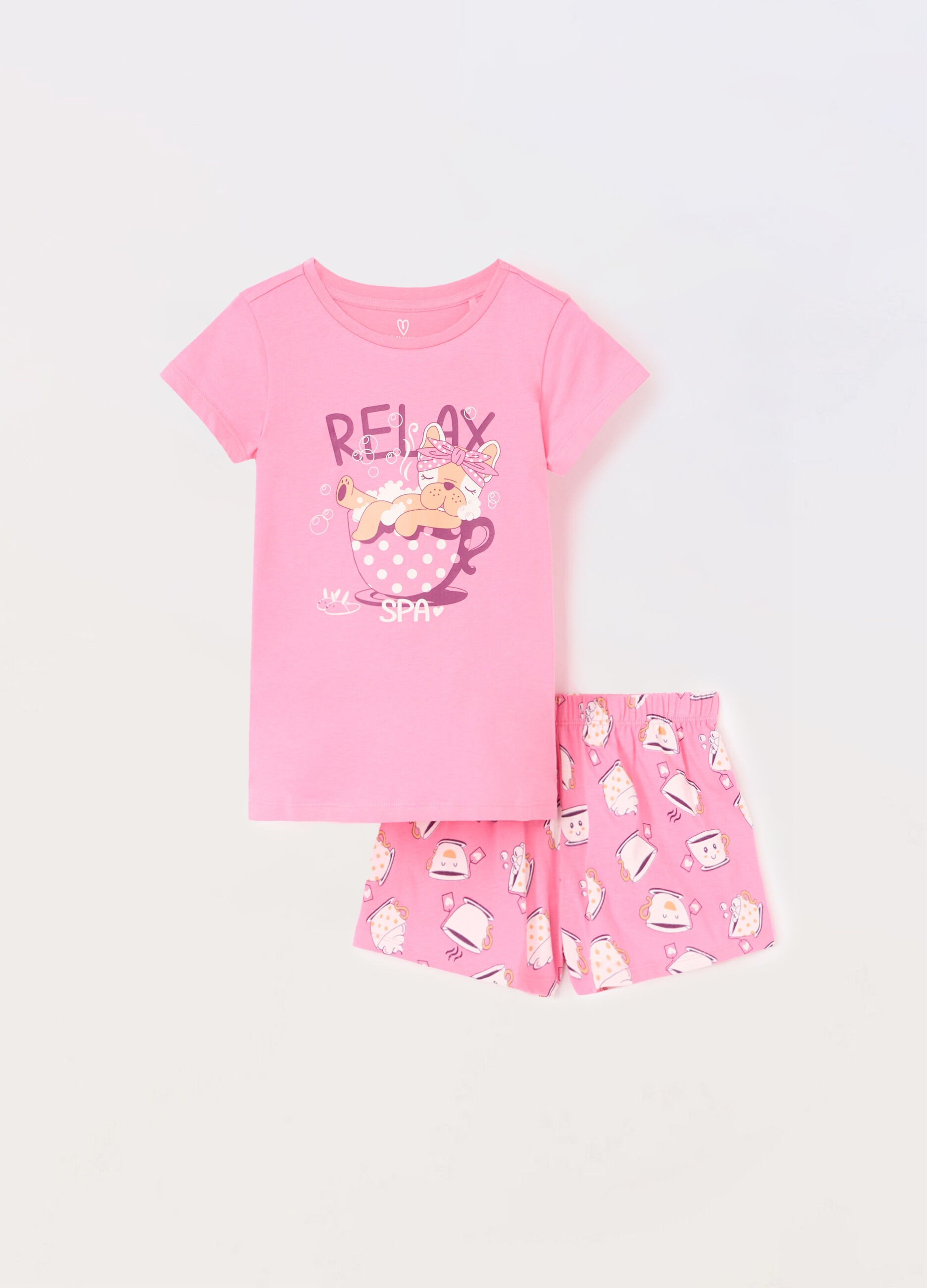 Set pigiama corto in jersey di puro cotone bambina_0