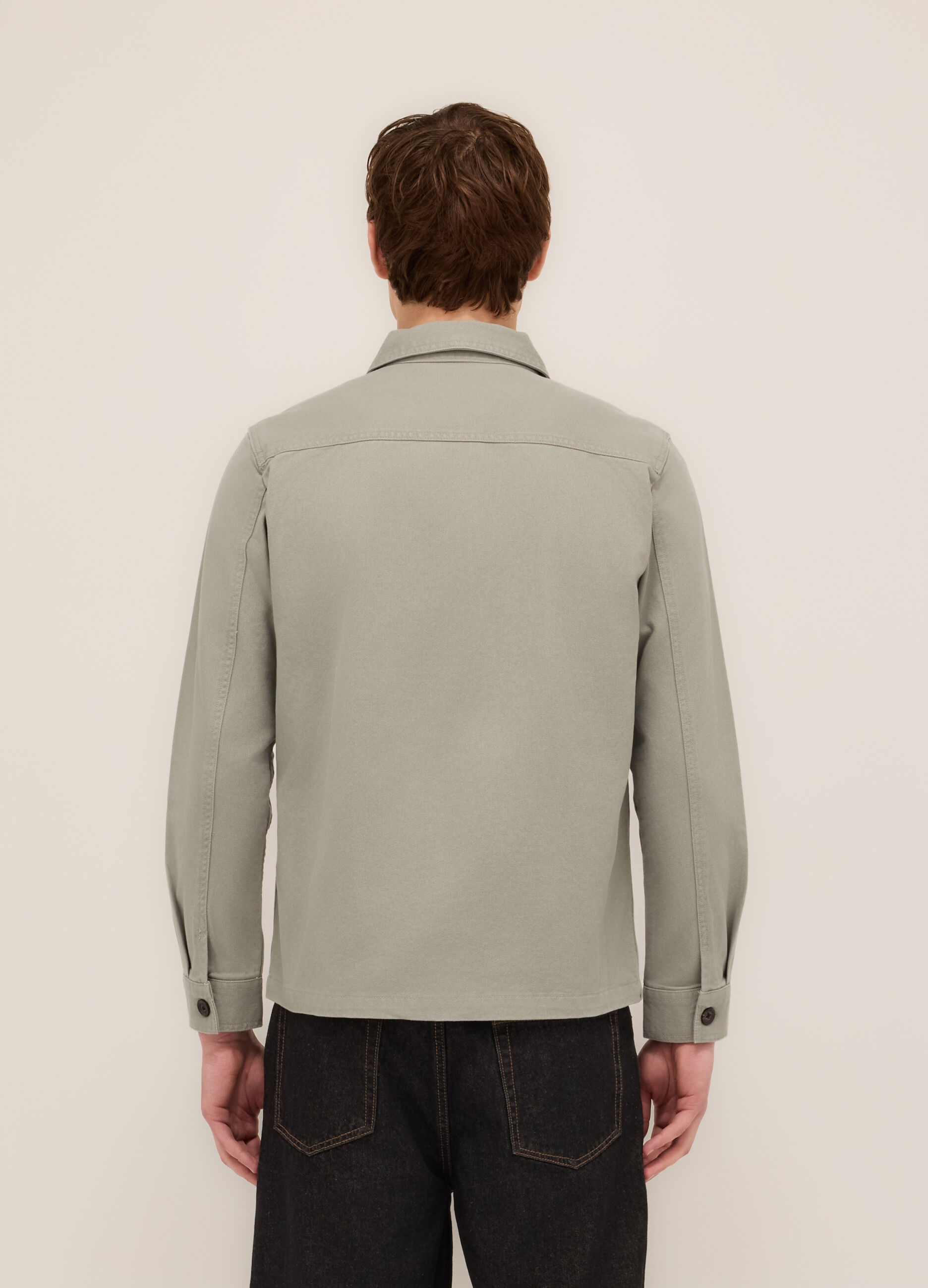 Giacca a camicia in twill di cotone uomo_1