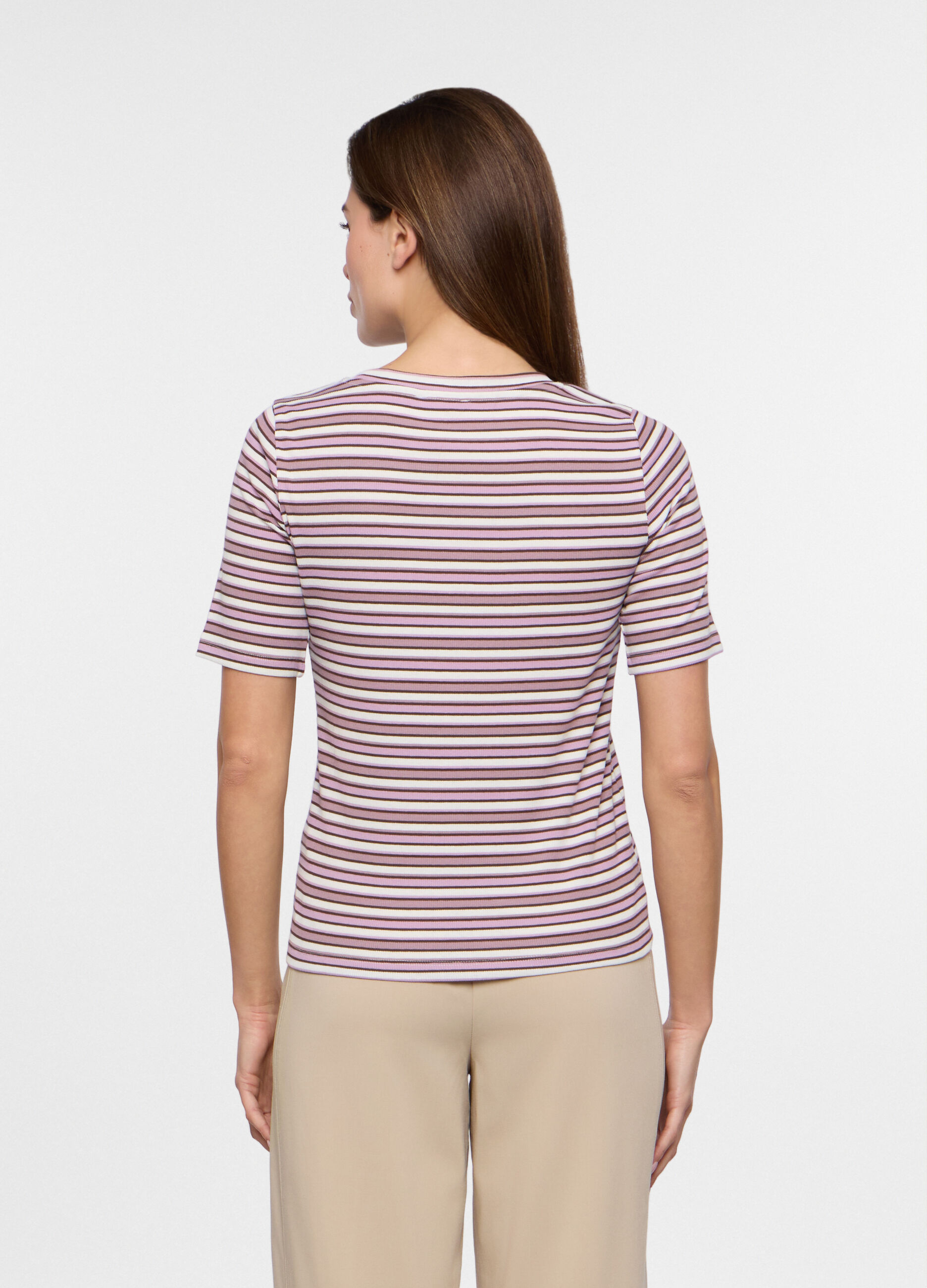 T-shirt in costina misto cotone donna_1