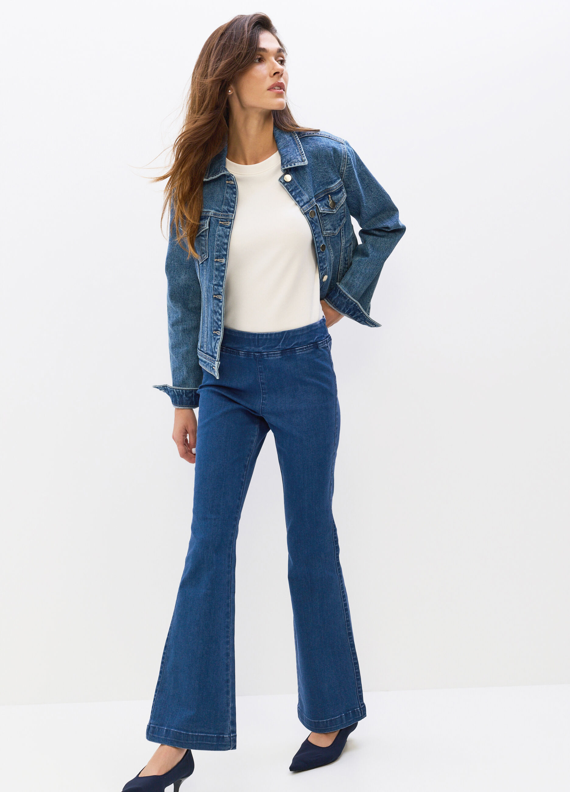 Jeggings Flare Fit in denim stretch misto cotone donna_3