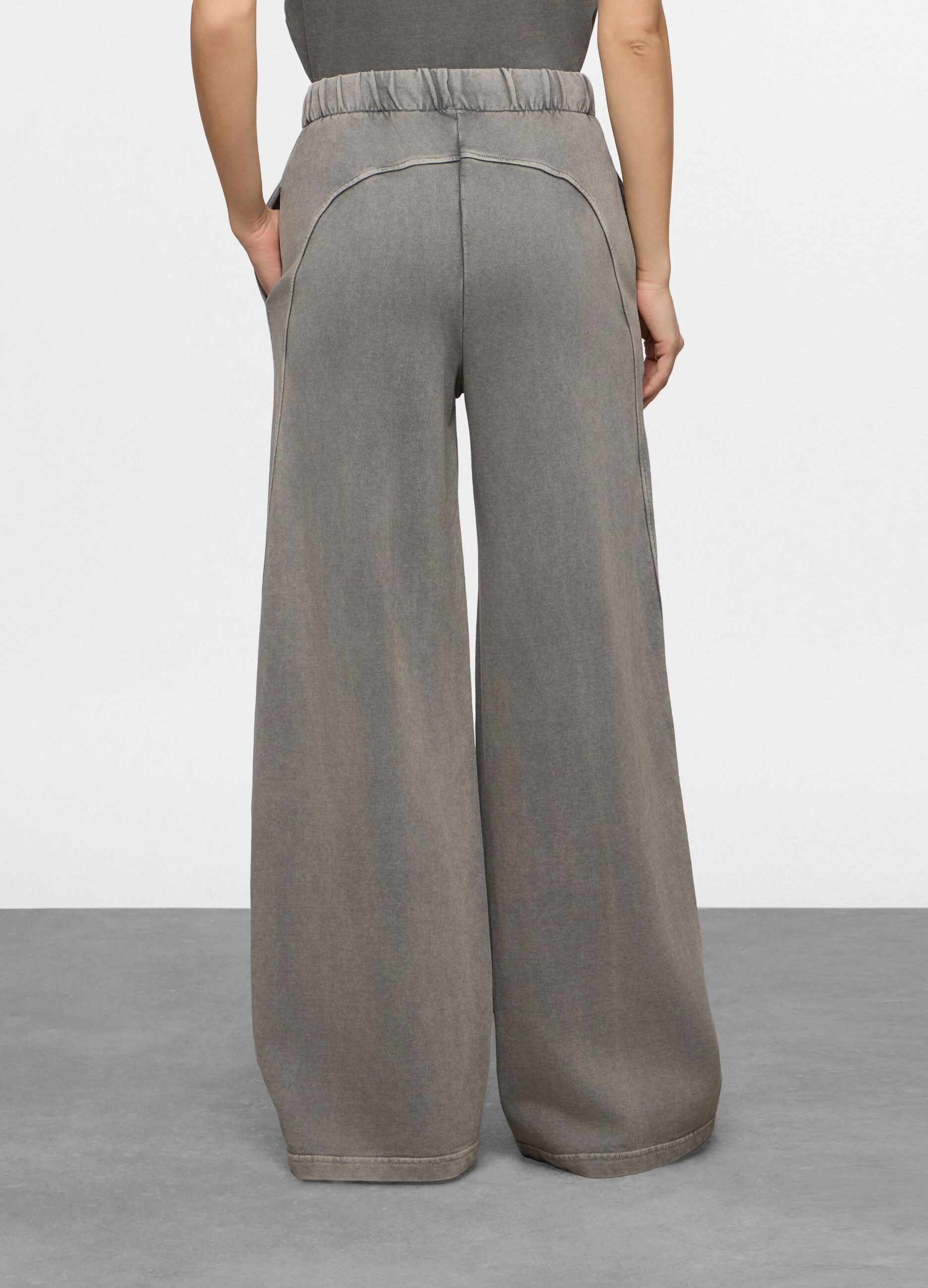 Jogger wide leg in french terry donna_1