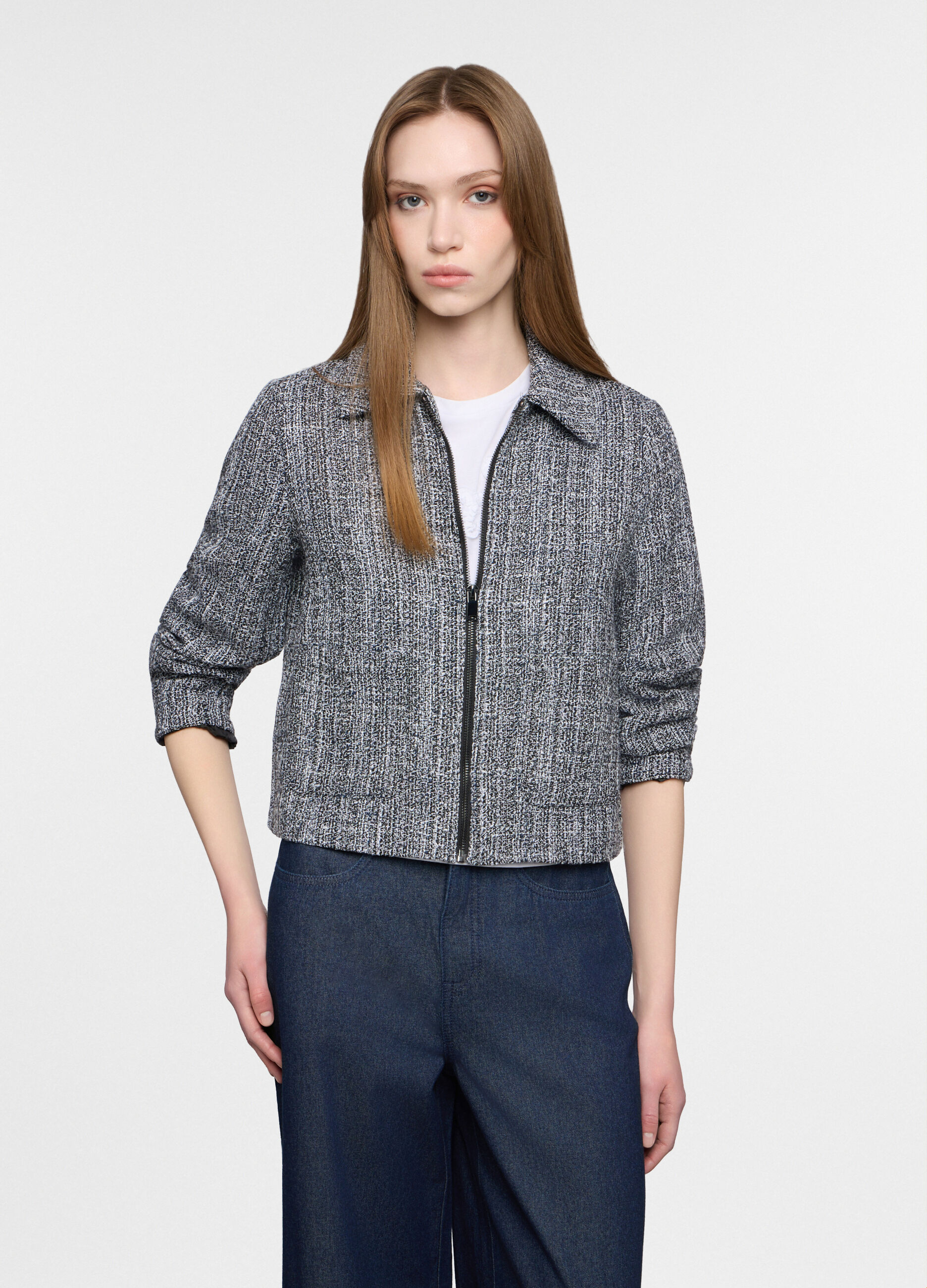 Giacca corta in tweed donna_0