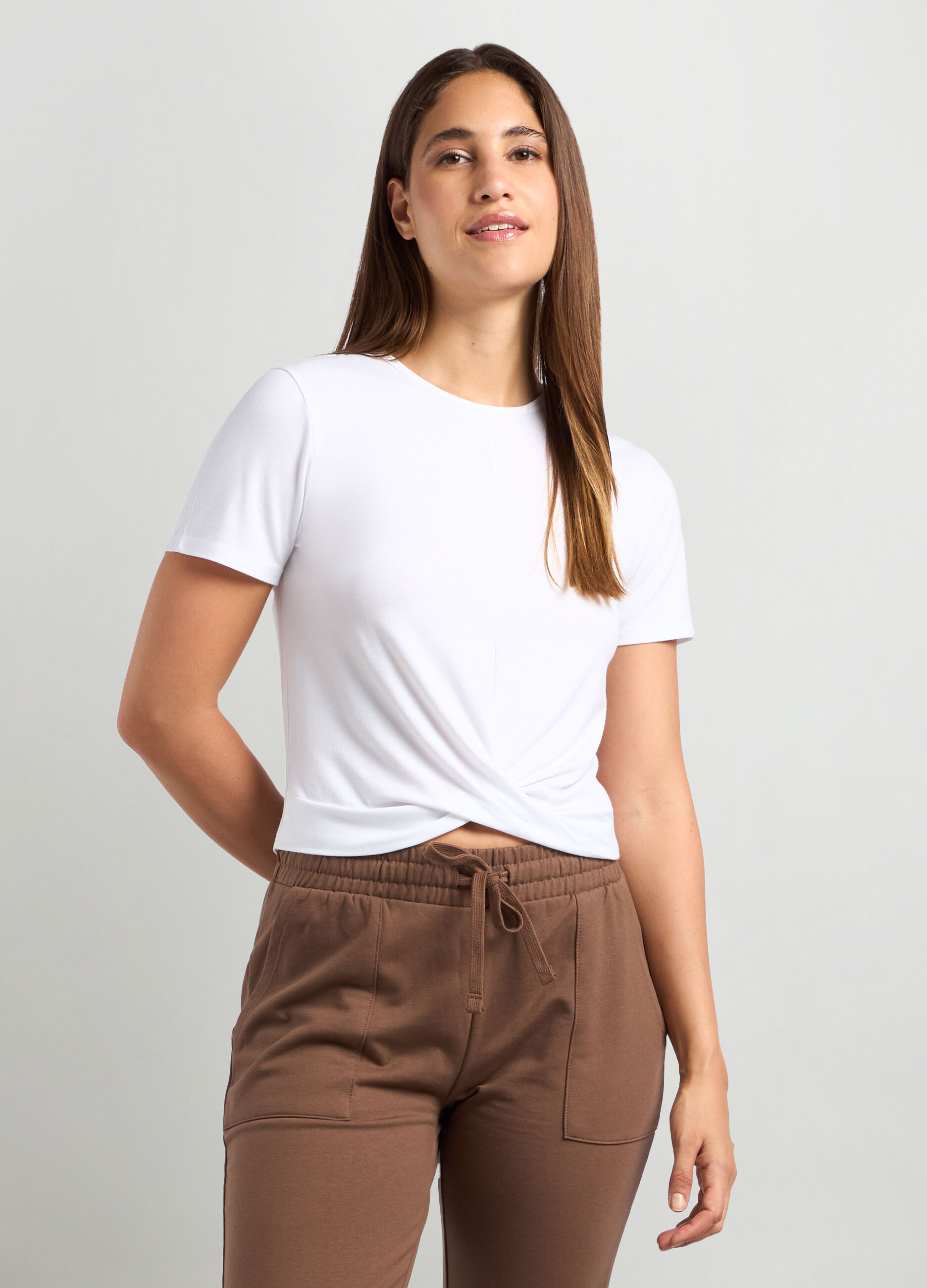 Top misto viscosa stretch incrociato fitness donna _0