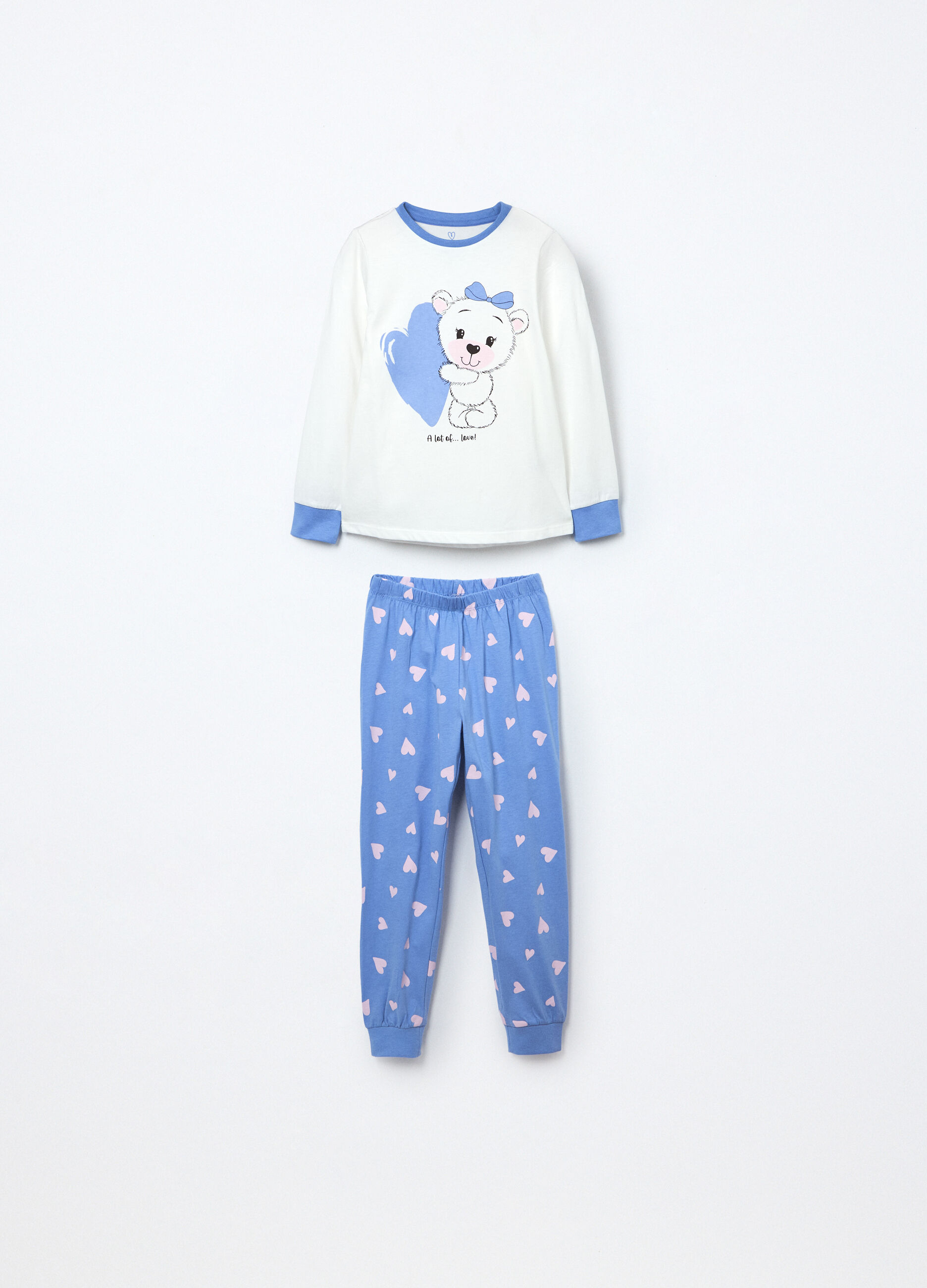 Set pigiama lungo in puro cotone bambina_0