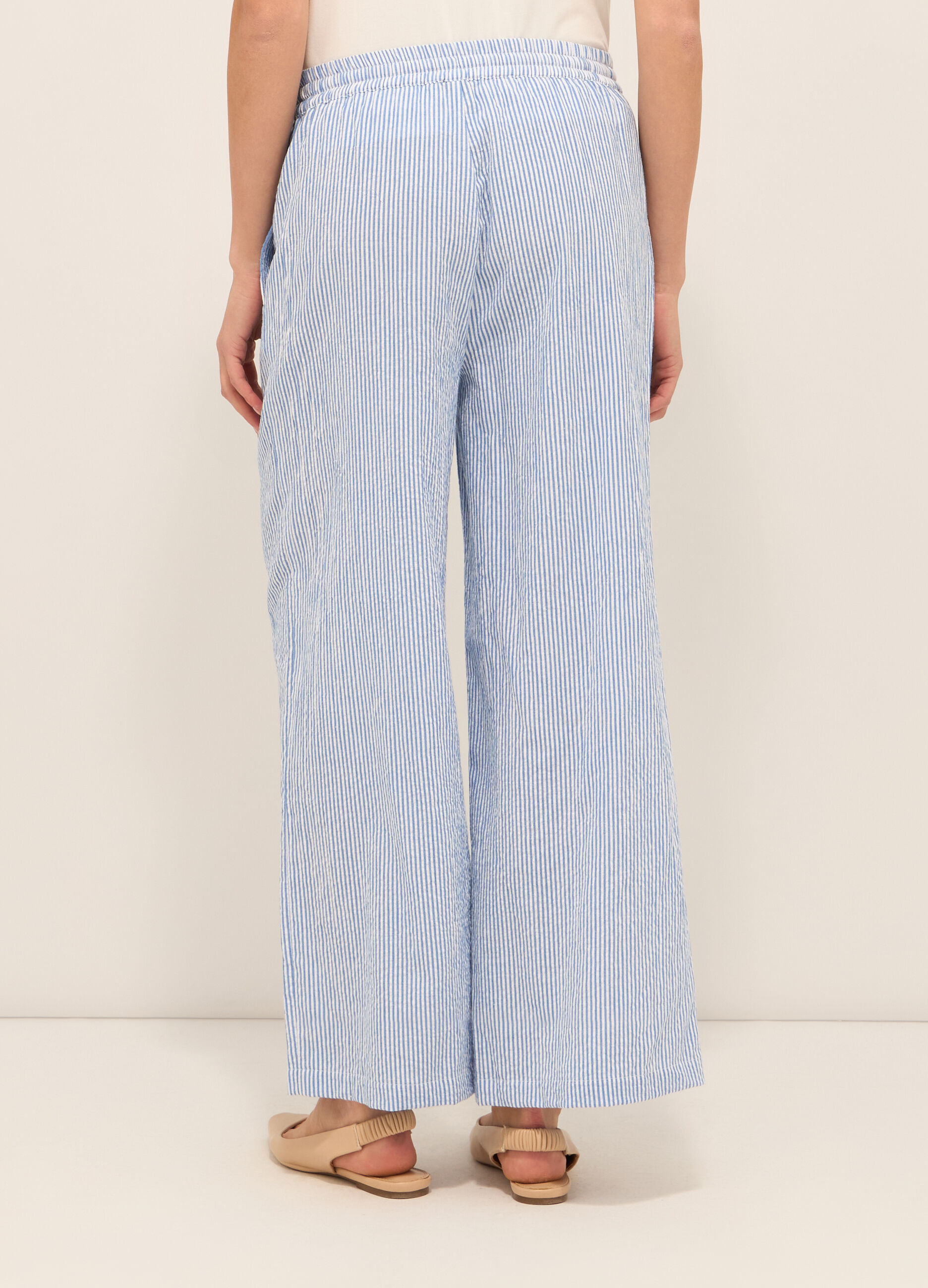 Pantaloni in puro cotone seersucker donna_1