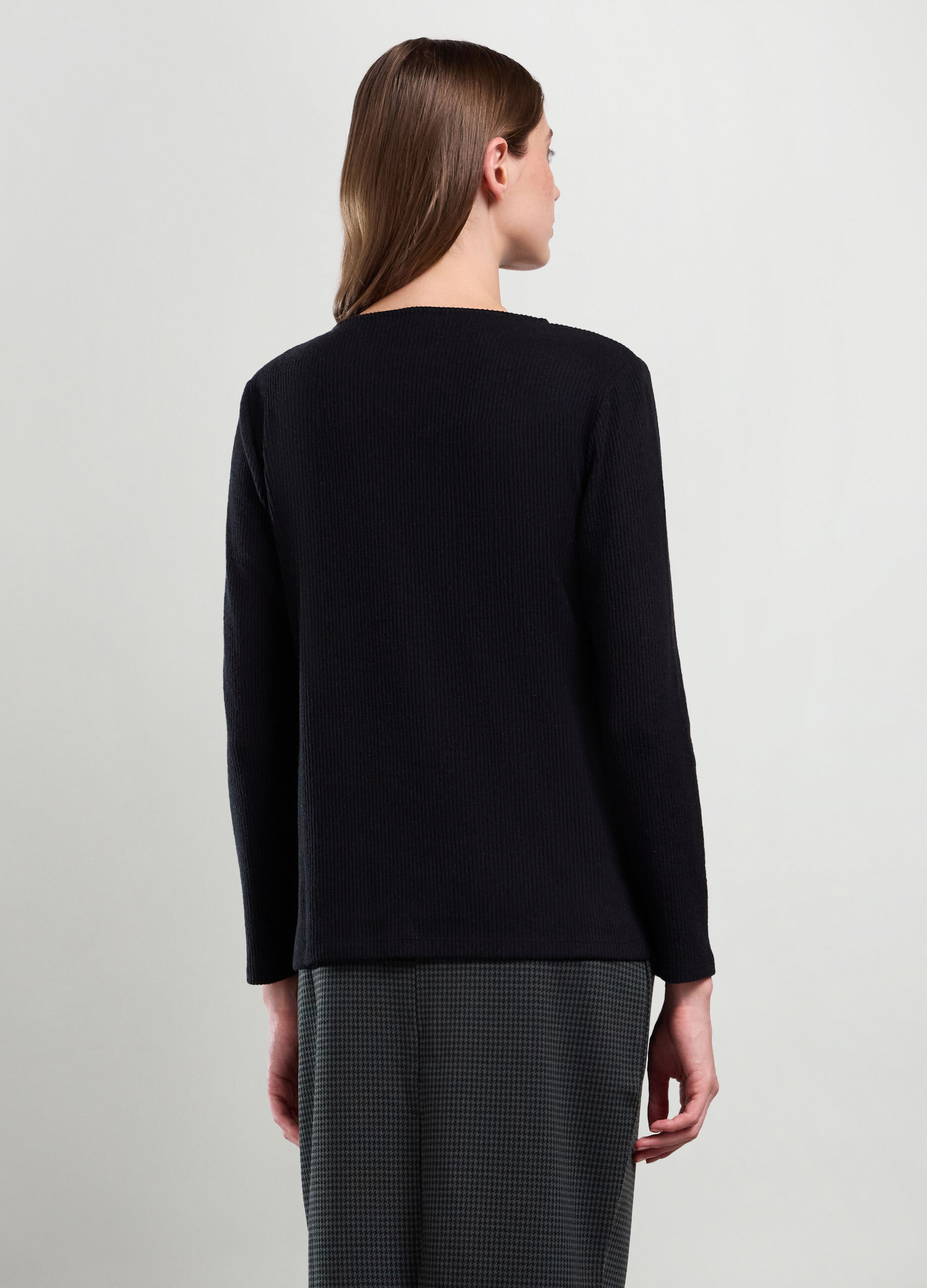 T-shirt in costina misto viscosa donna_1