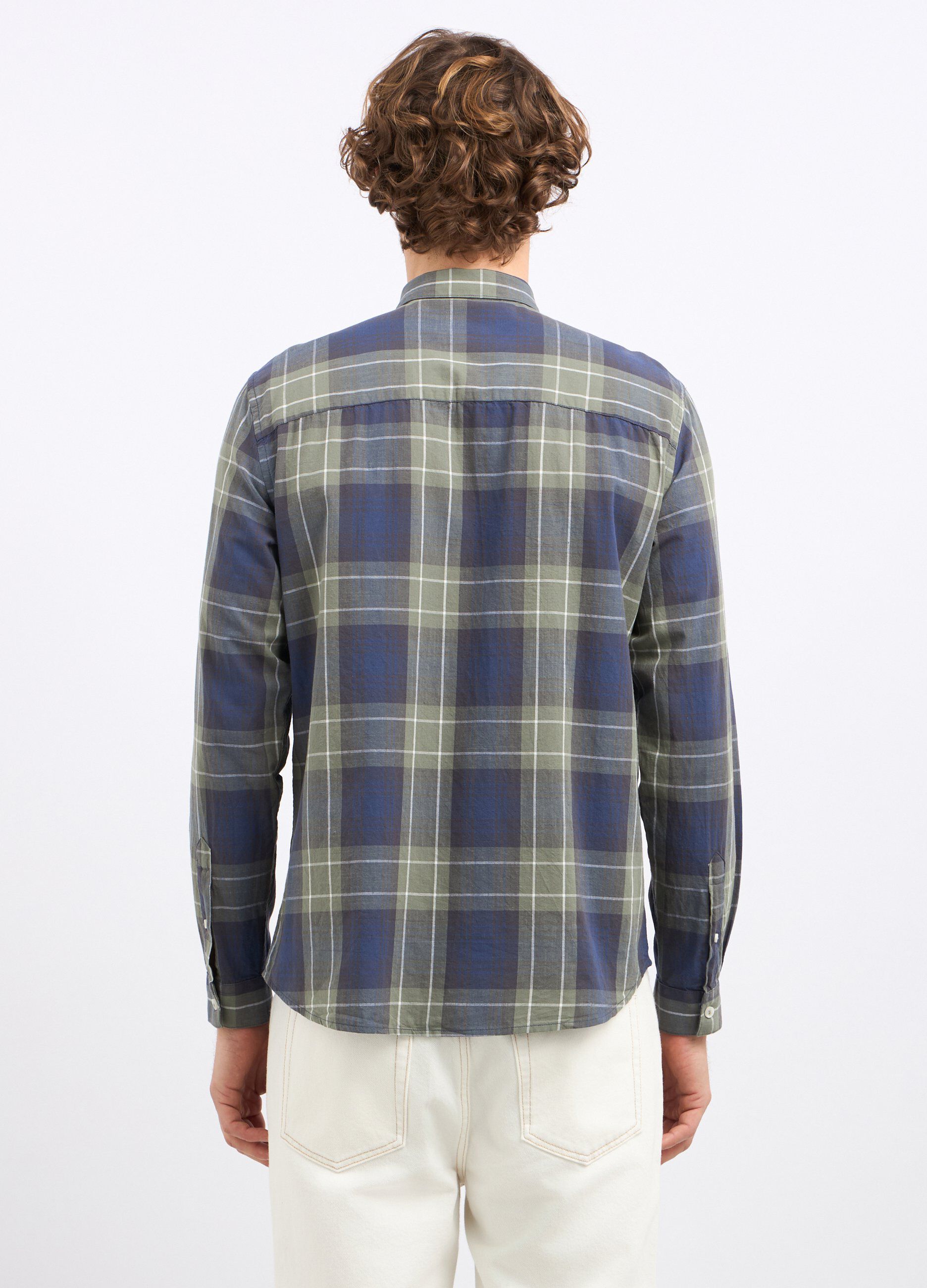 Camicia in puro cotone a quadri uomo_1