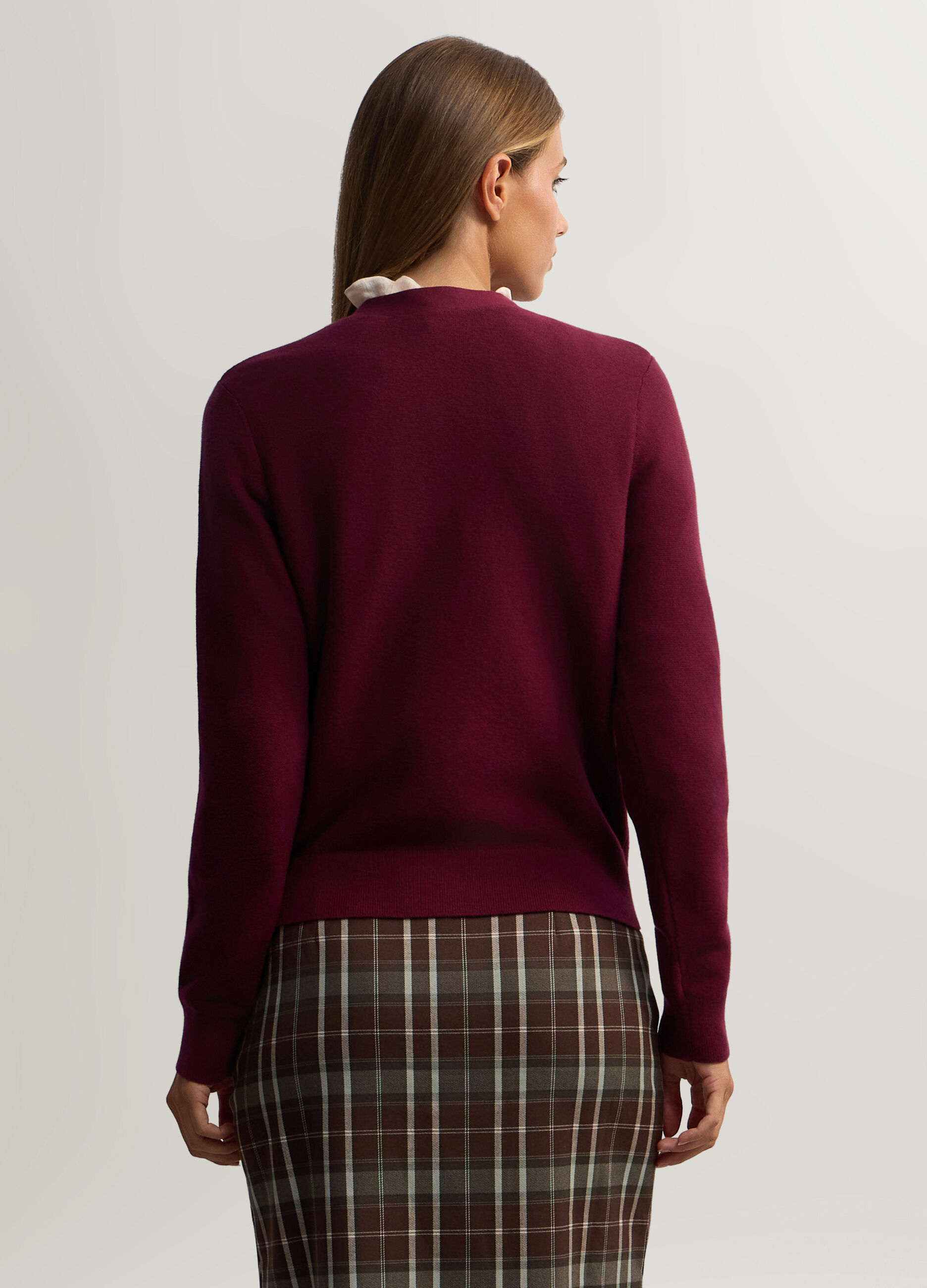 Cardigan con scollo a V in maglia rasata donna_1