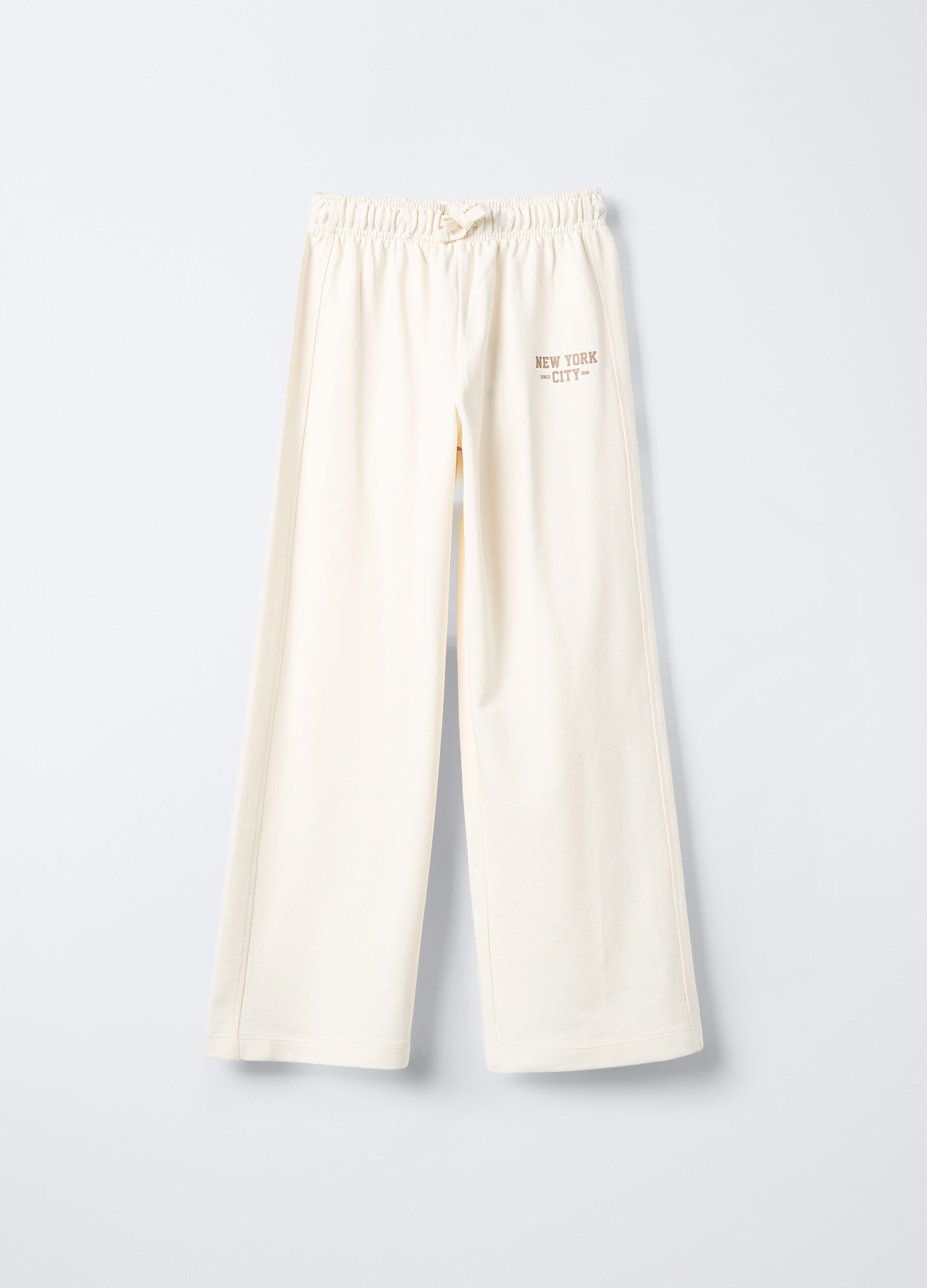 Jogger Wide Leg in misto cotone garzato ragazza_0