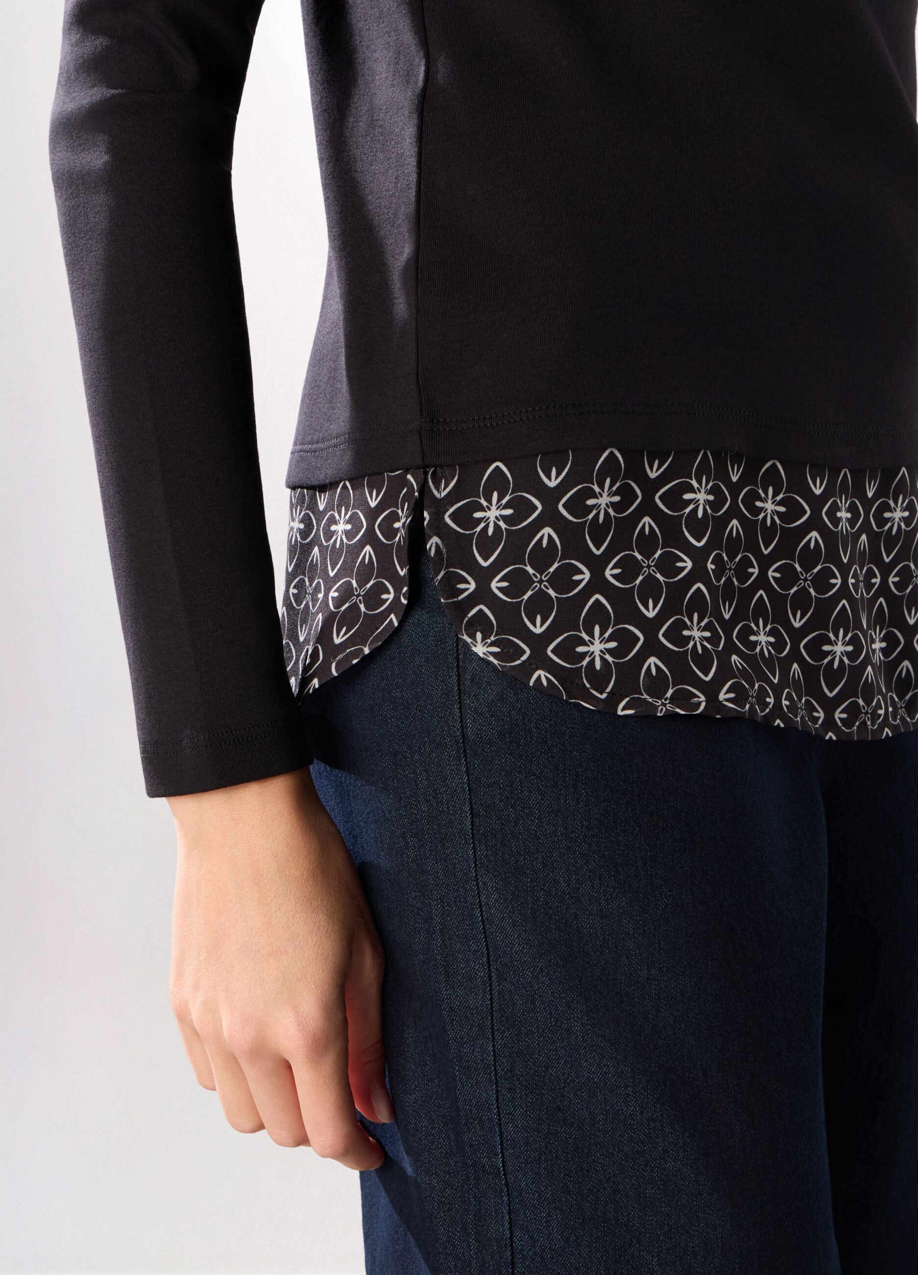T-shirt in costina di puro cotone donna_2