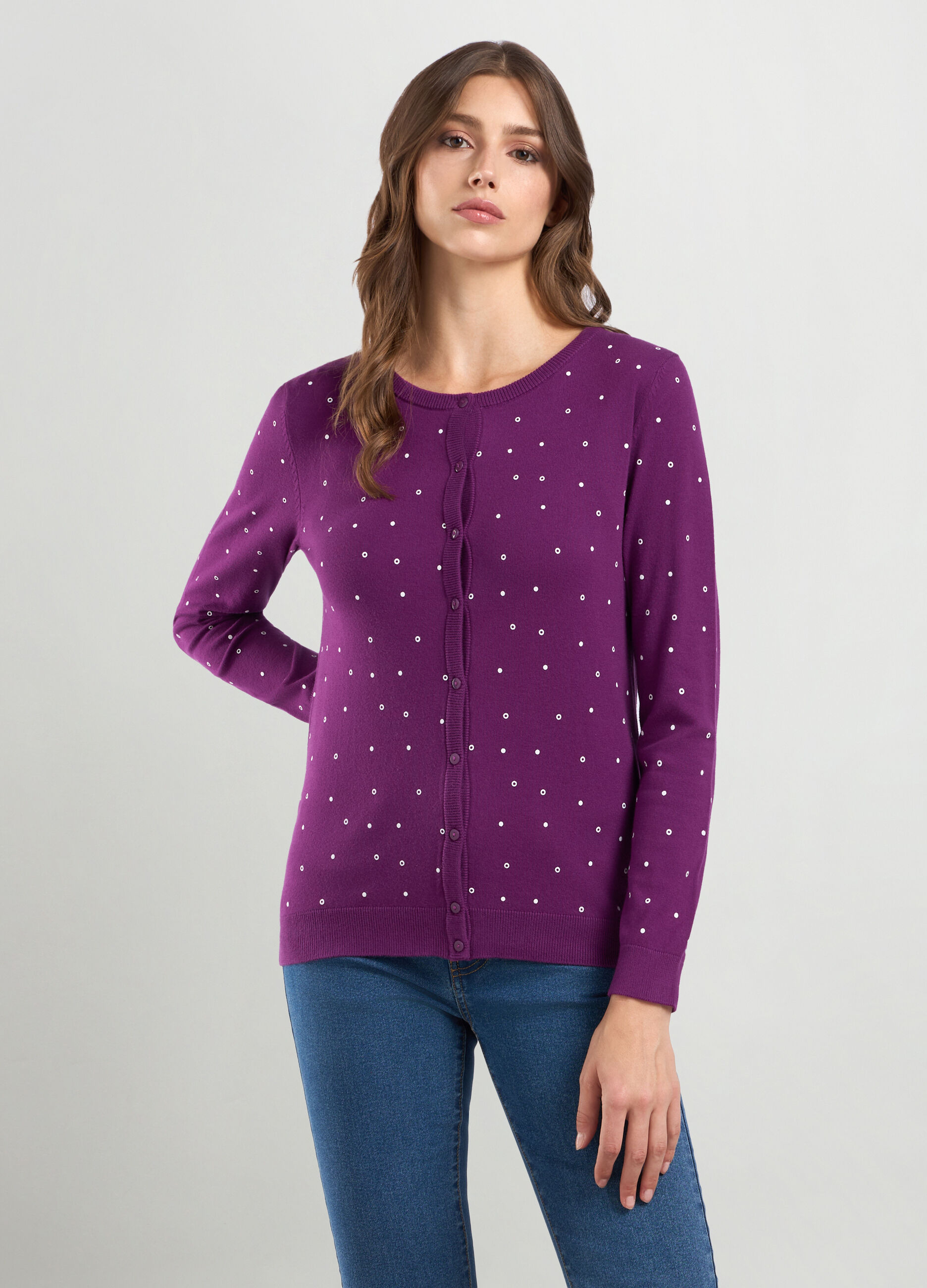 Cardigan misto cotone con stampa donna_0