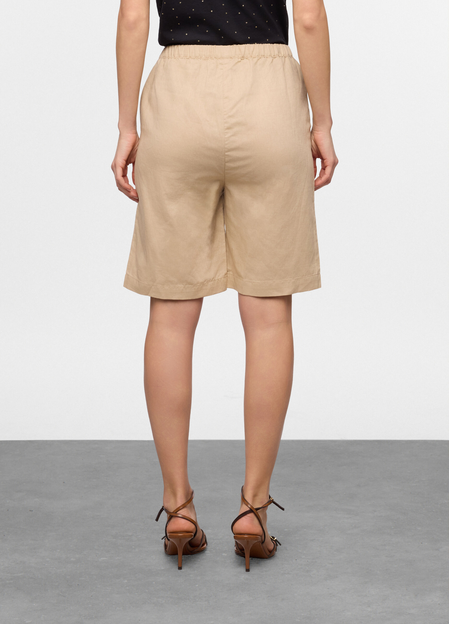 Shorts wide leg misto lino donna_1