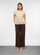 Maglia a maniche corte a girocollo in cotone crochet donna_0