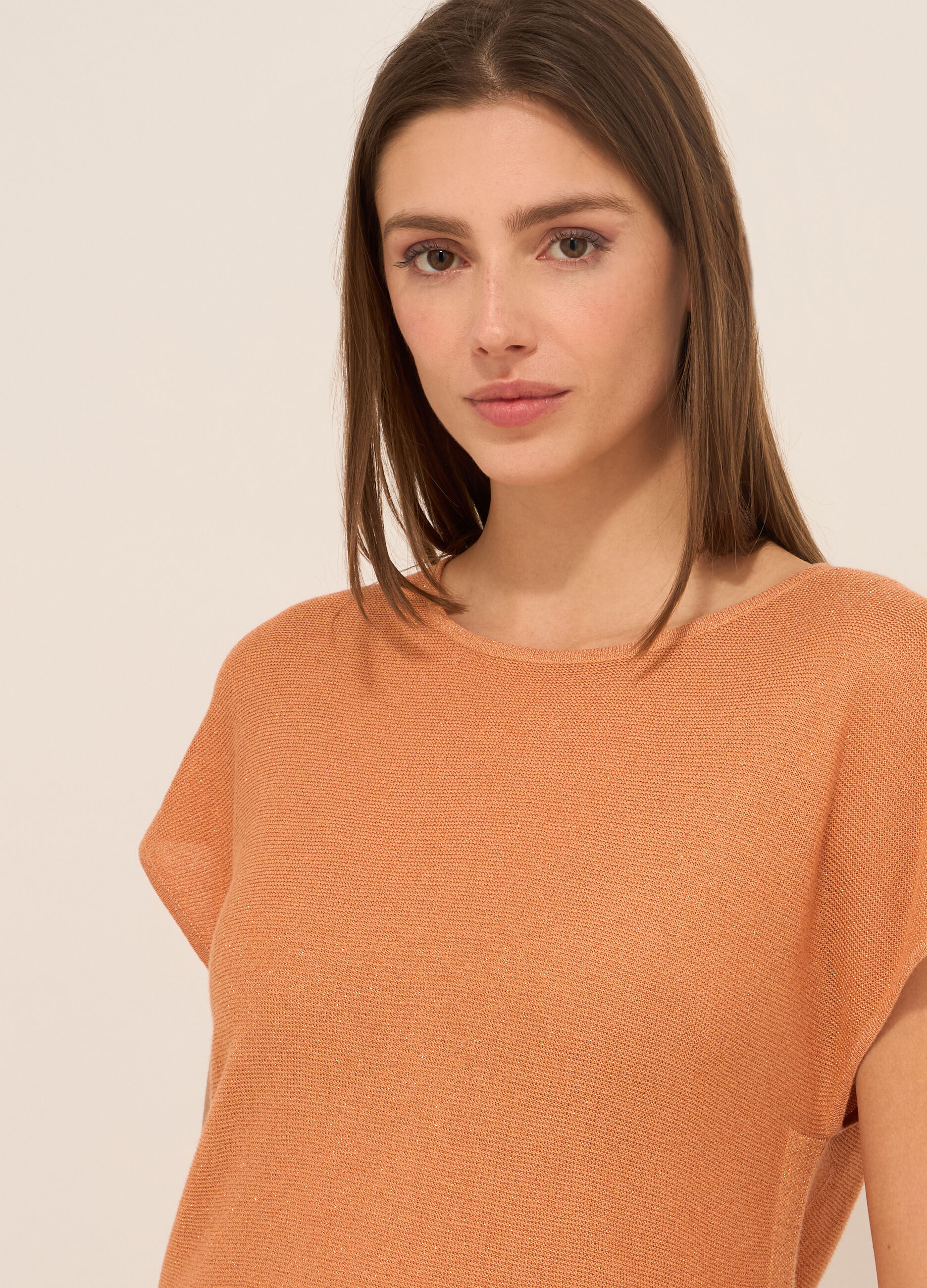 Tricot misto viscosa a maniche corte donna_2