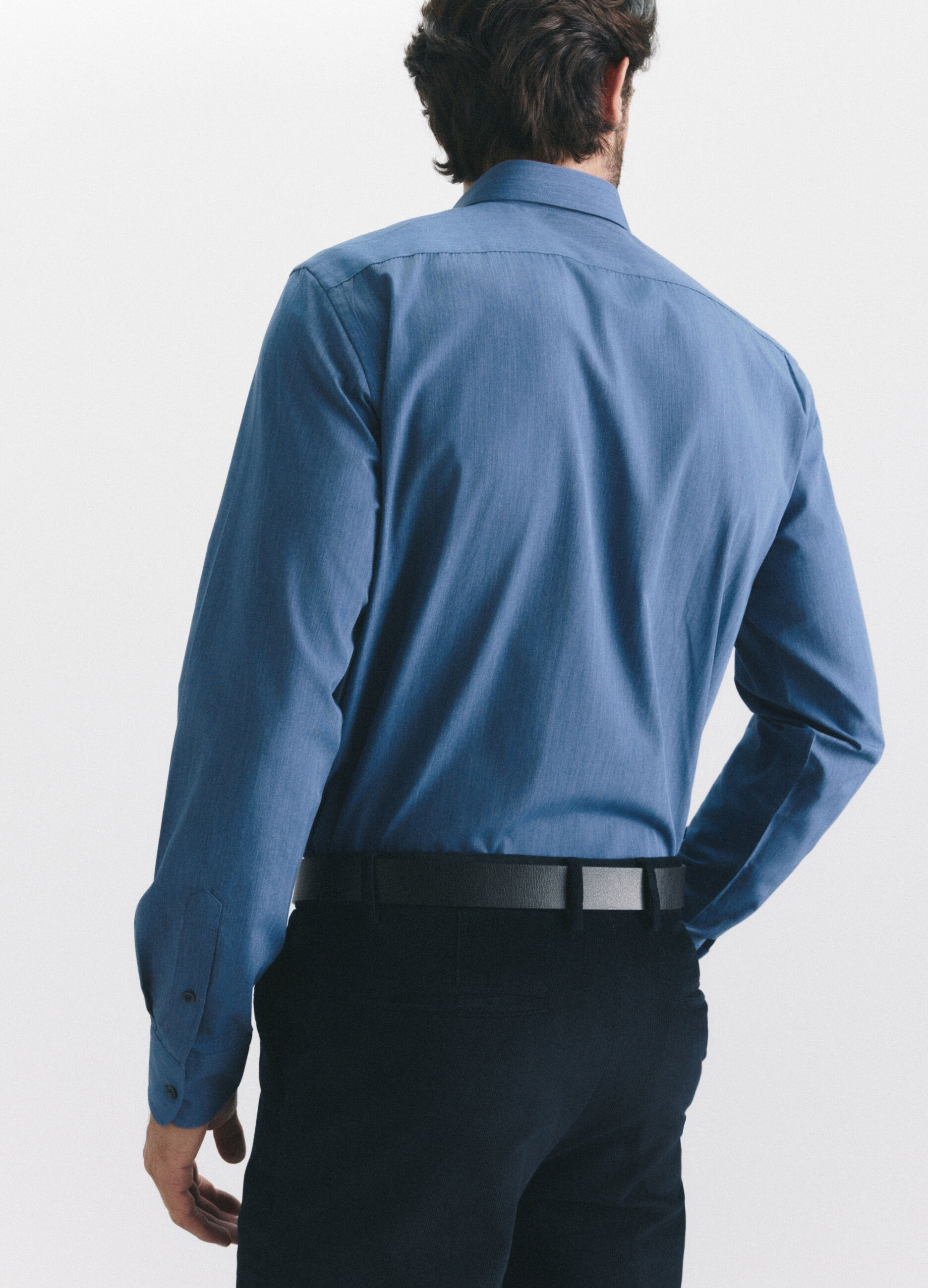 Camicia regular fit in tessuto effetto chambray uomo_2