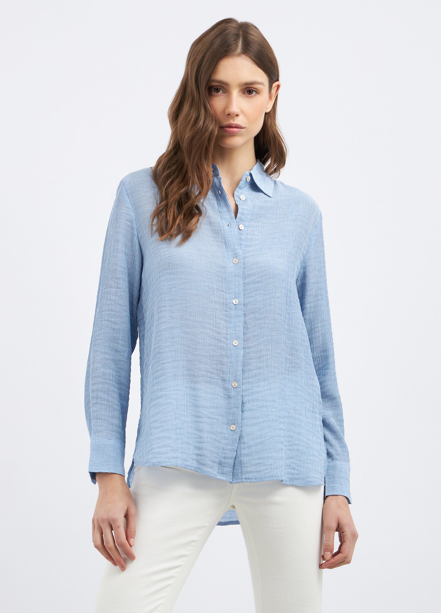 Camicia in misto viscosa a righe donna_0