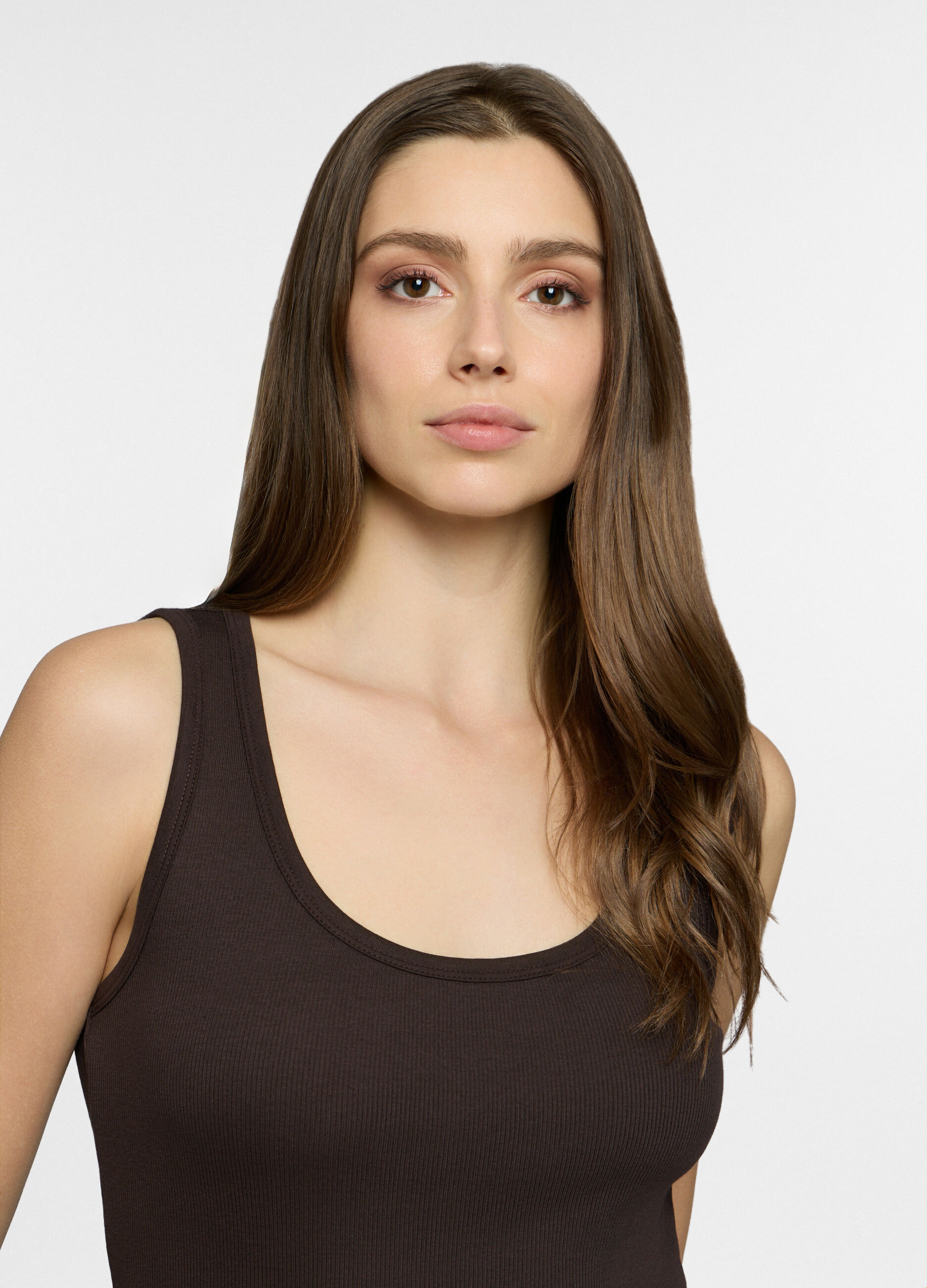 Canotta fitted con scollo rotondo donna_2