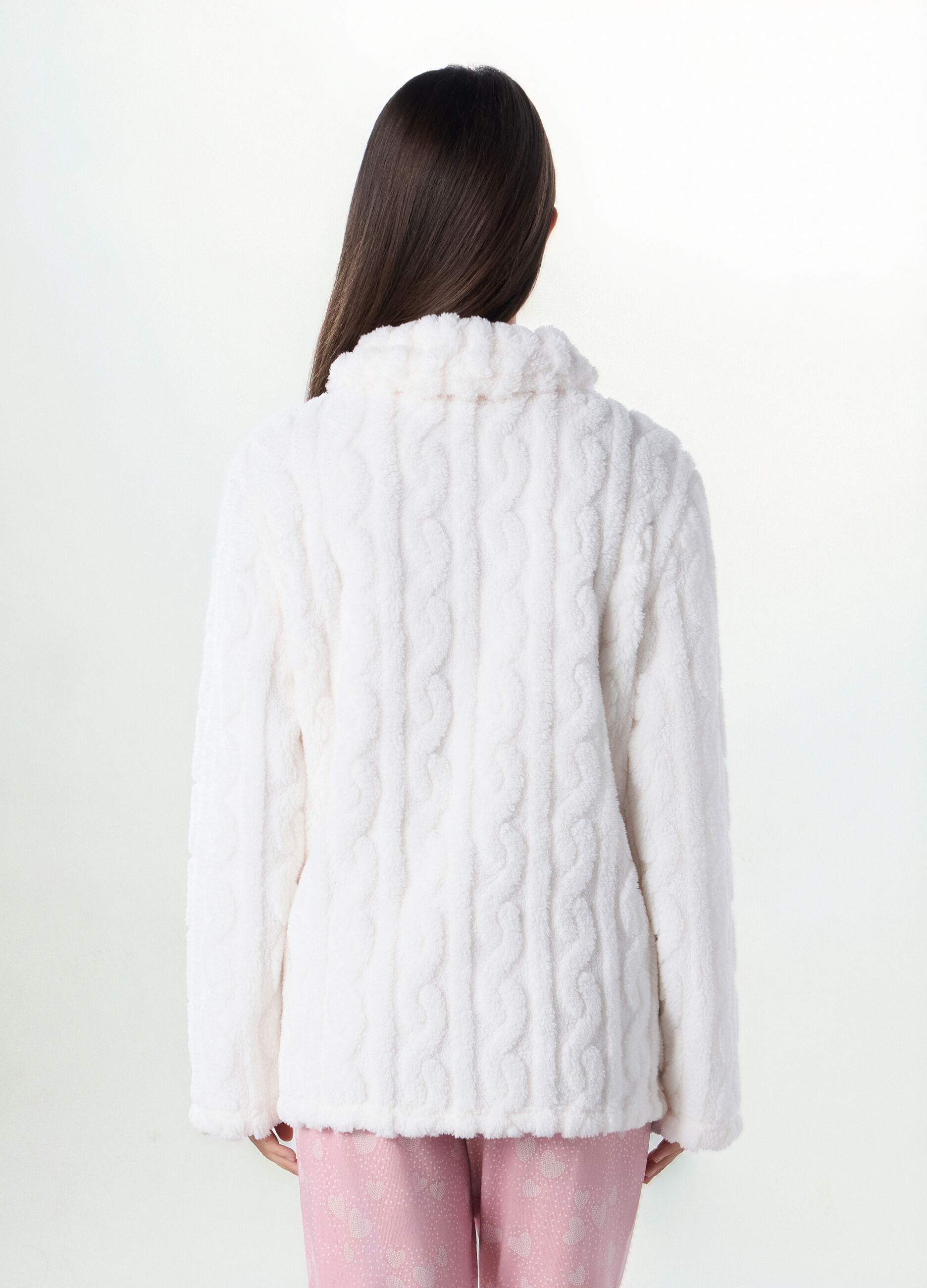 Top pigiama in fake fur a collo alto donna_1