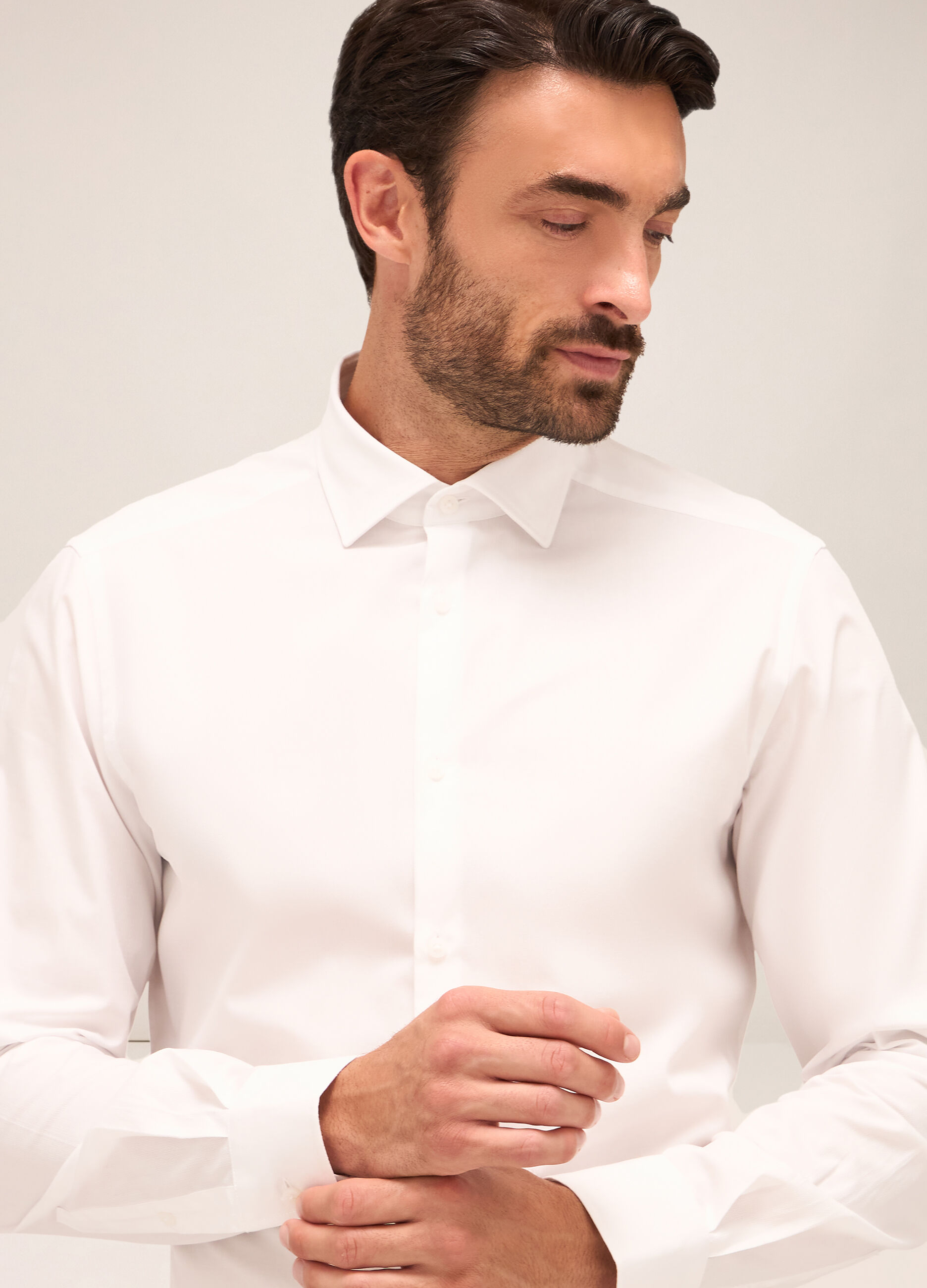 Camicia slim fit colletto francese in cotone uomo_2