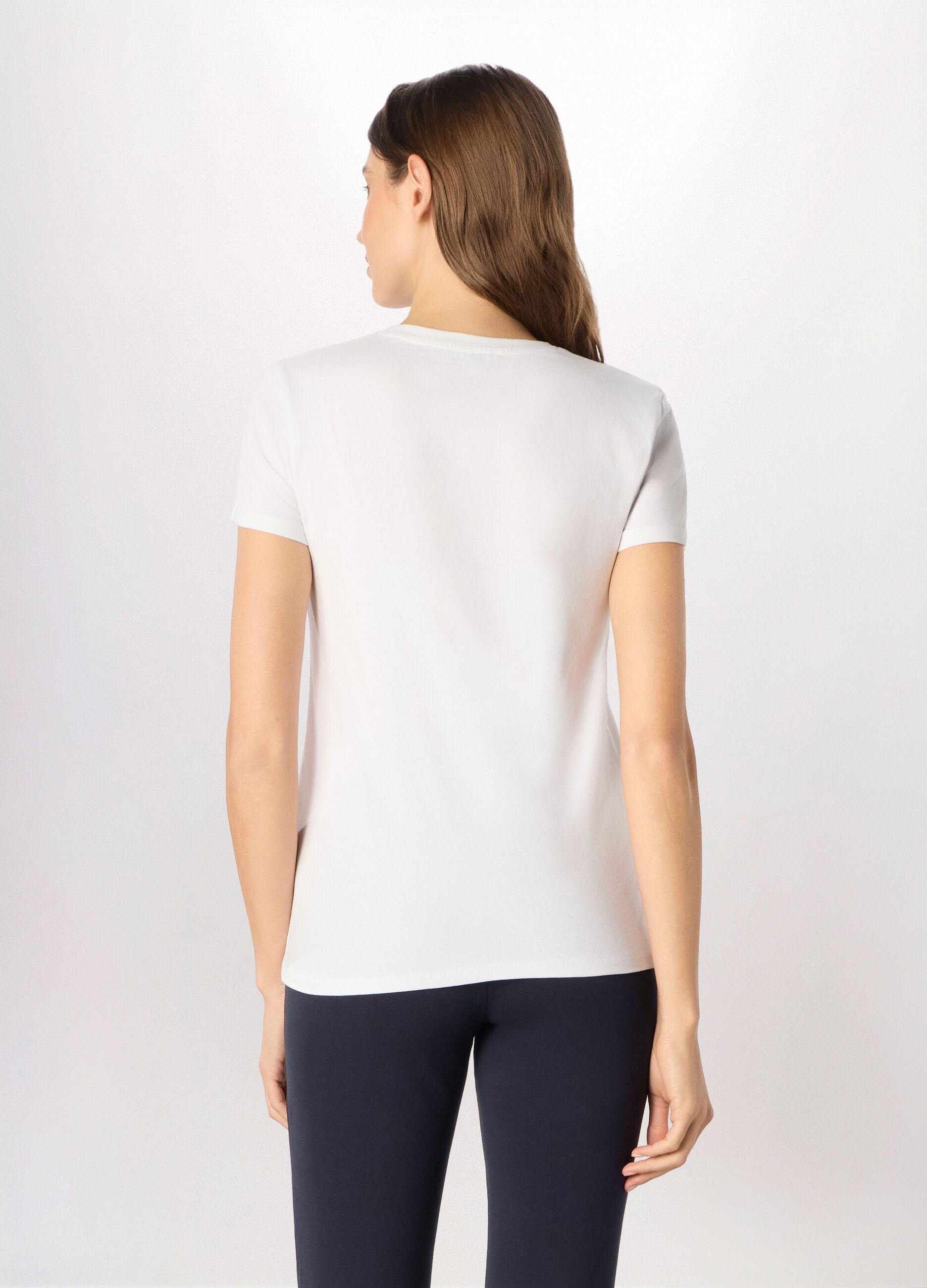 T-shirt in jersey di cotone stretch donna_1
