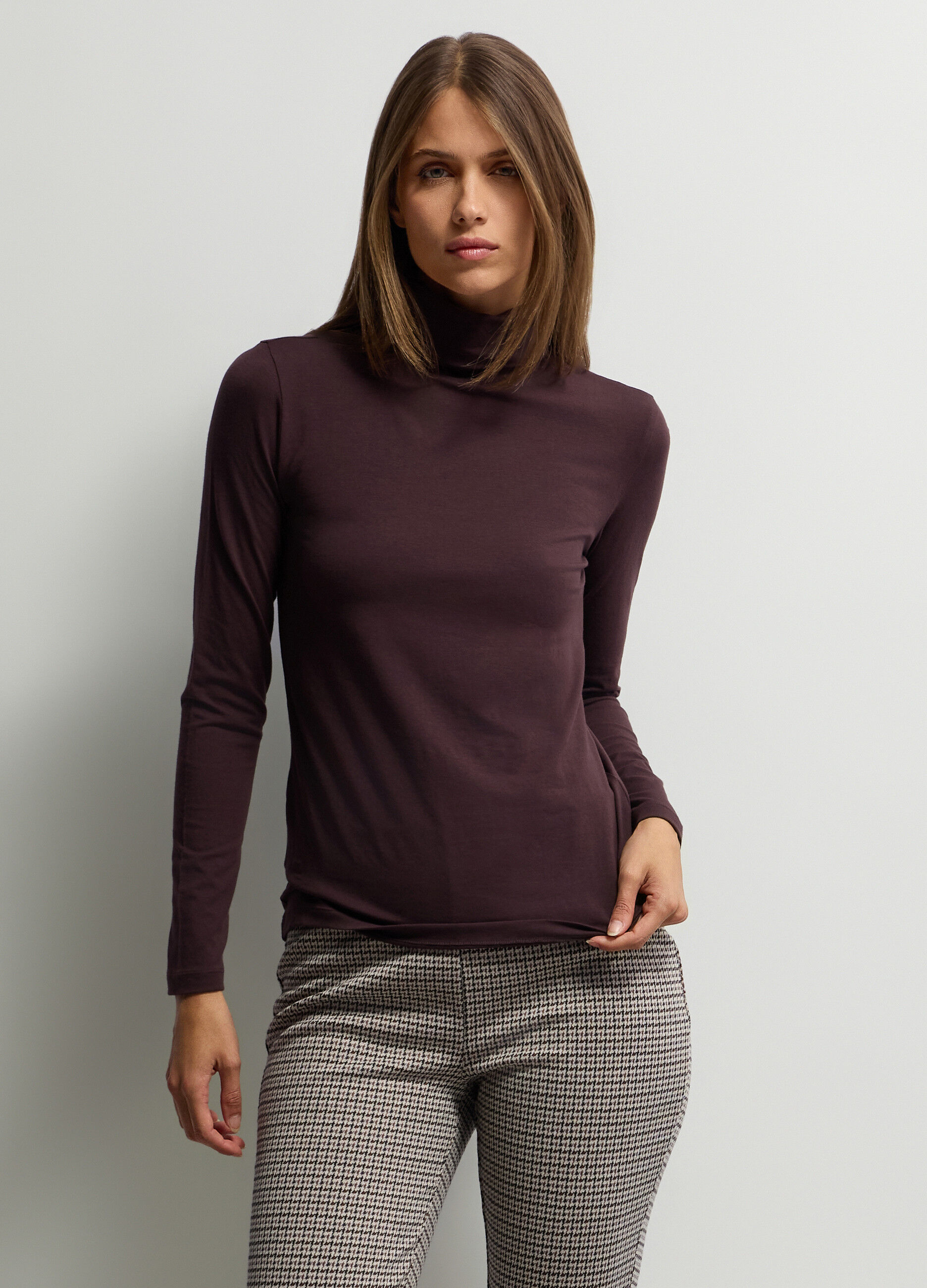 Lupetto a collo alto stretch donna_0