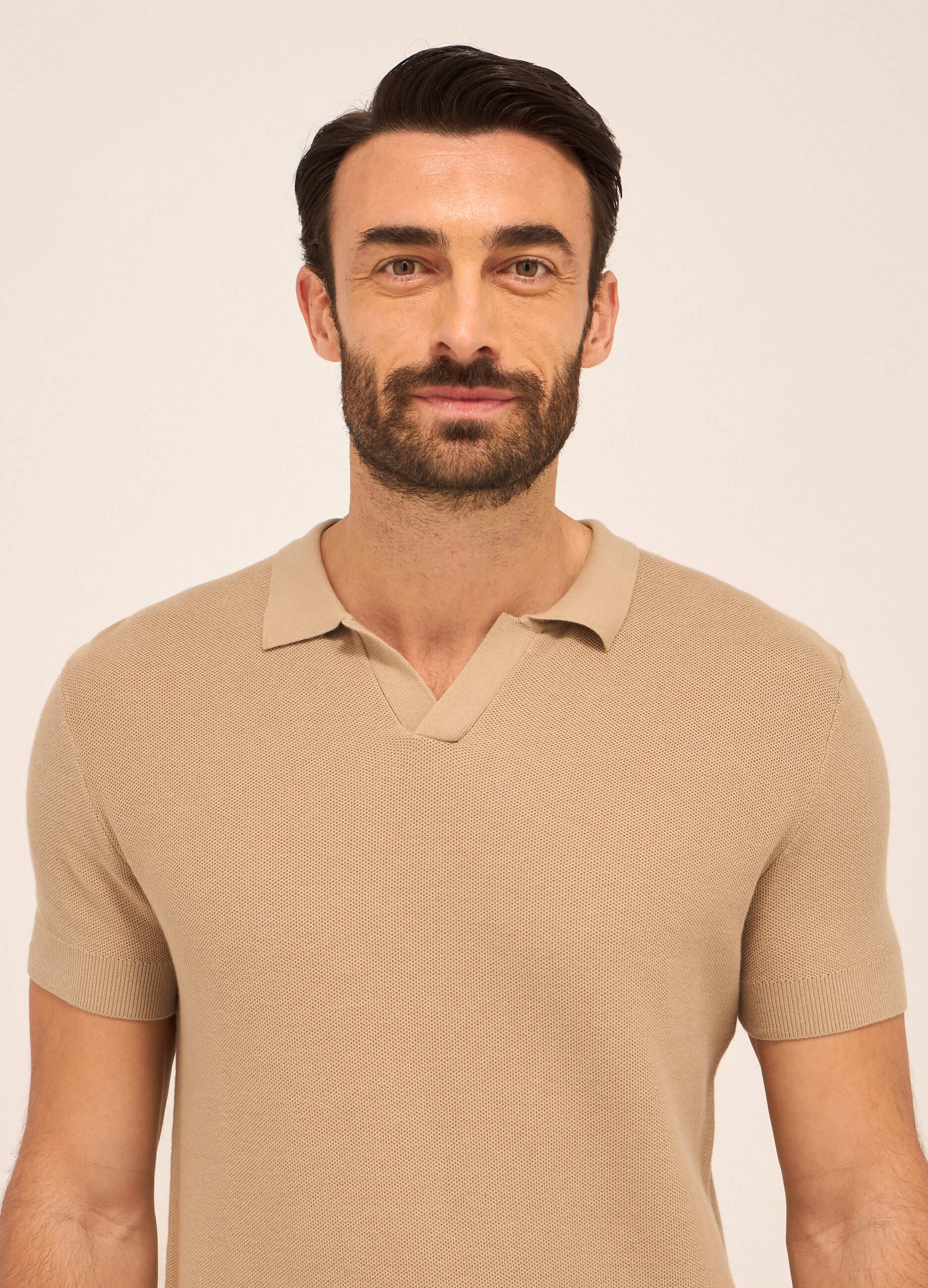 Polo a maglia nido d'ape in puro cotone uomo