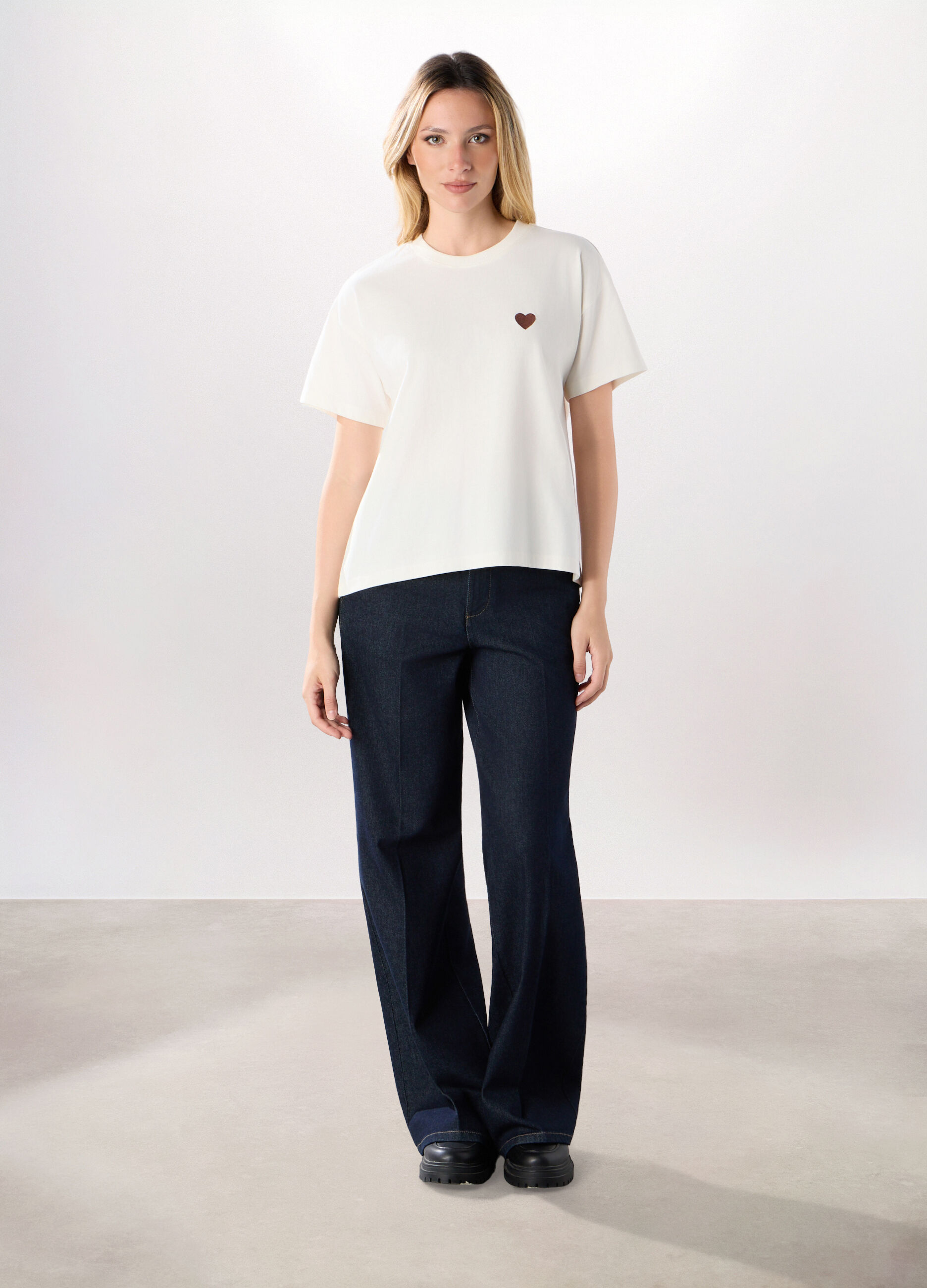T-shirt in jersey di puro cotone donna_0