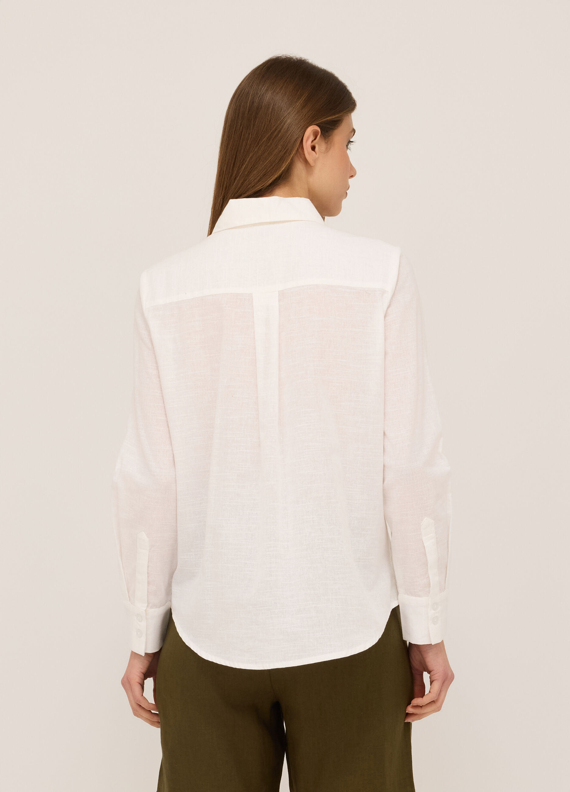 Camicia in puro cotone con pizzo donna
