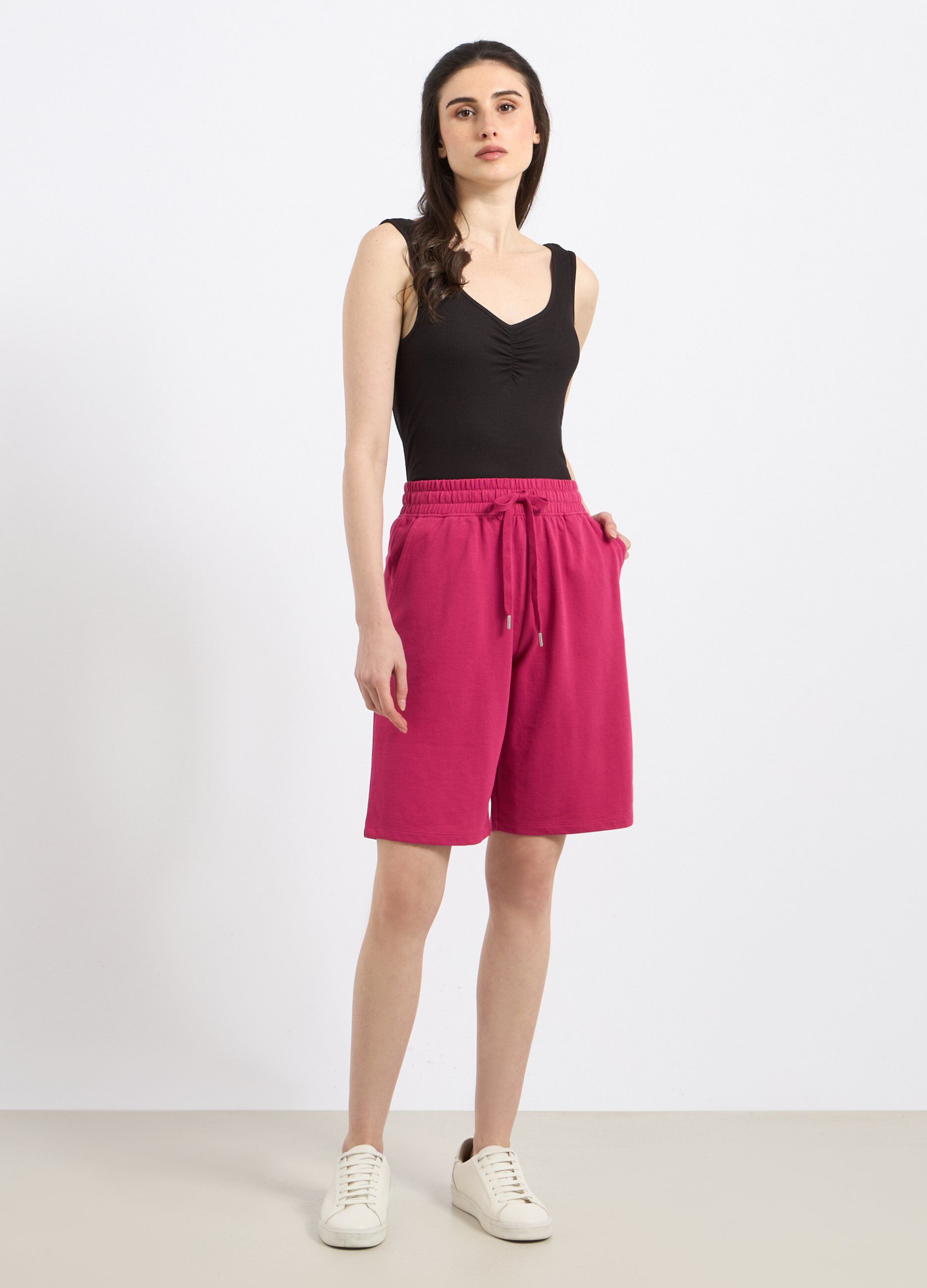 Canotta in costina di viscosa stretch donna