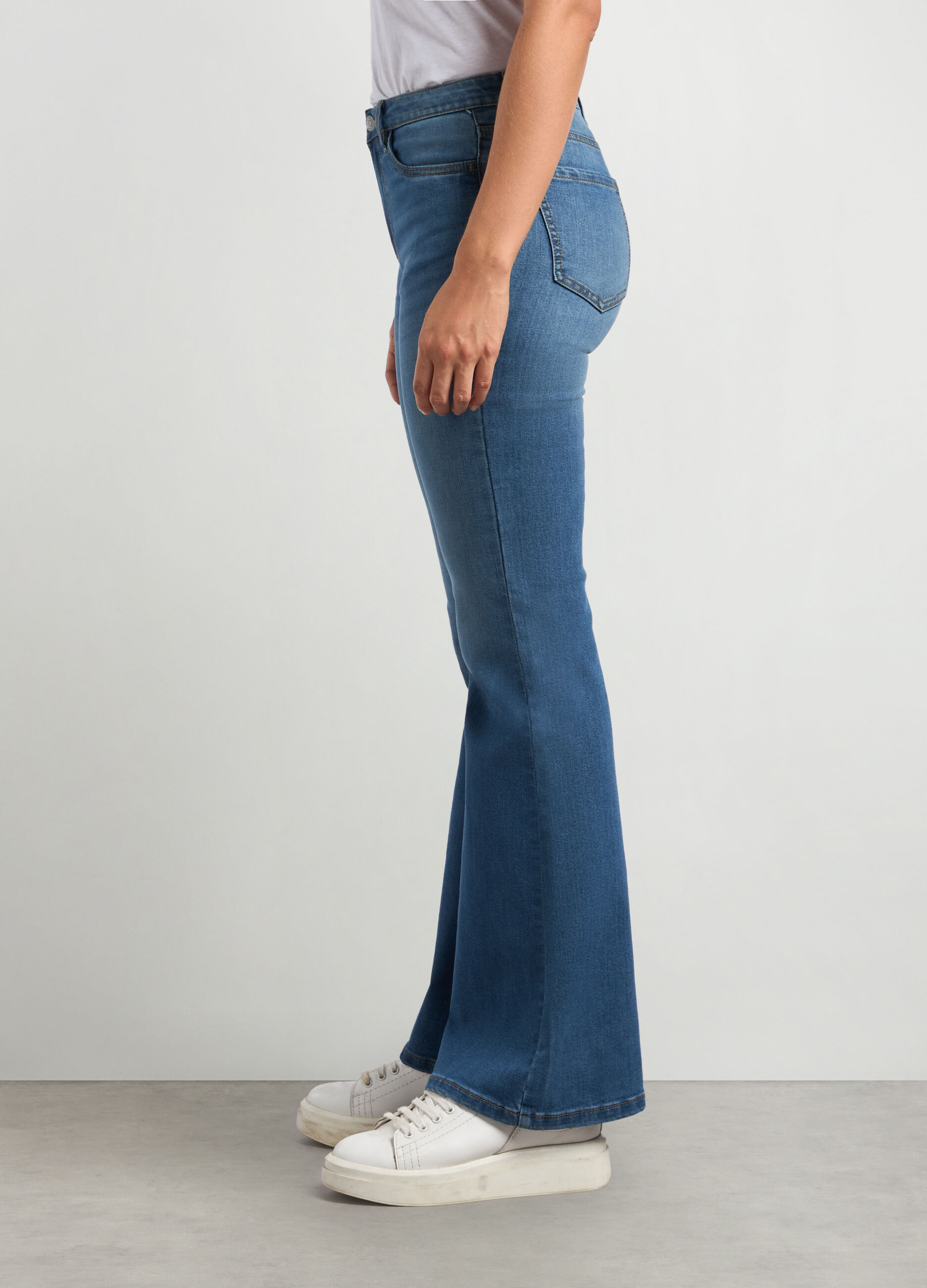 Pantaloni in denim di misto cotone stretch donna_2