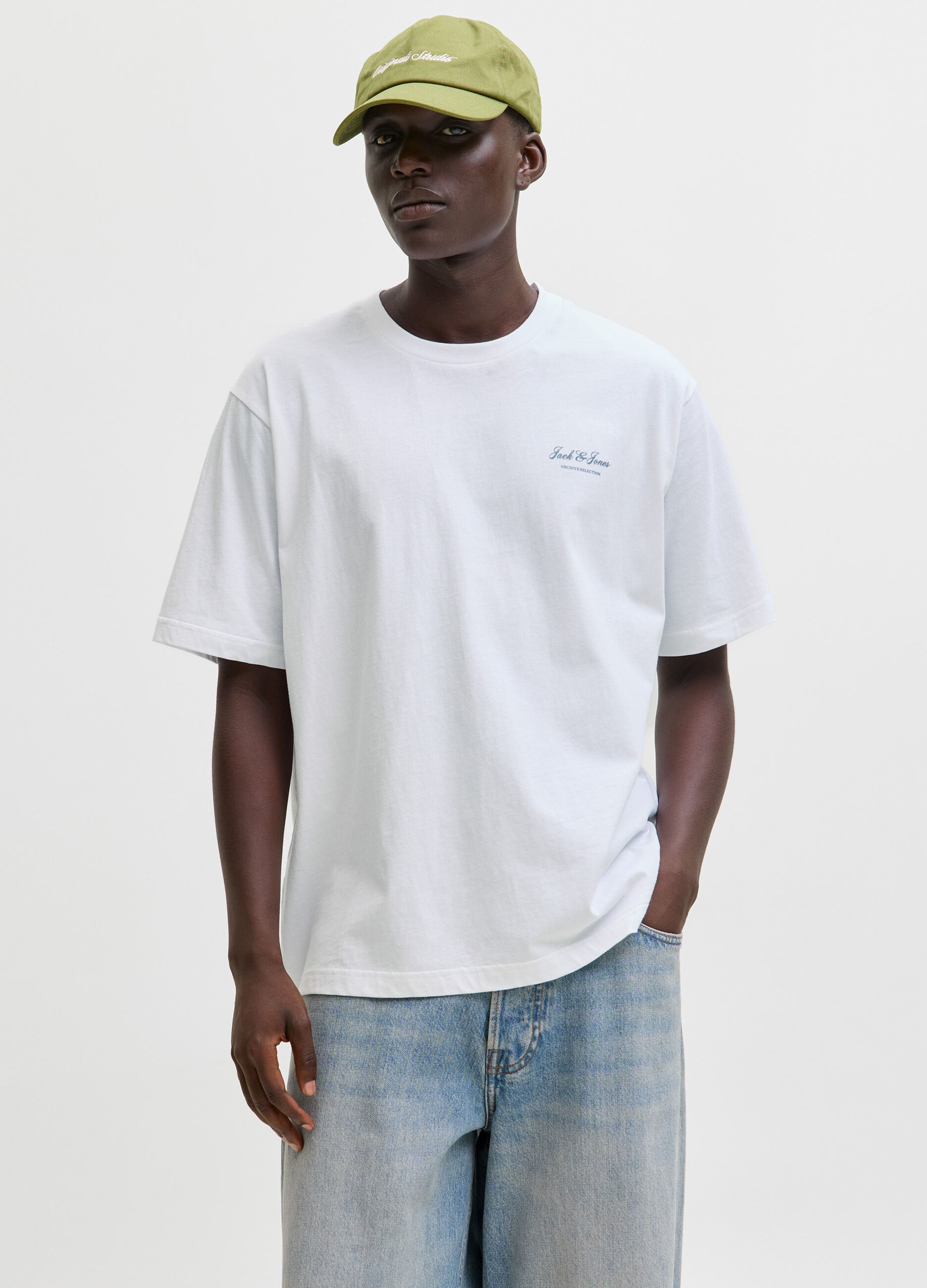T-shirt loose fit con scritta uomo_0
