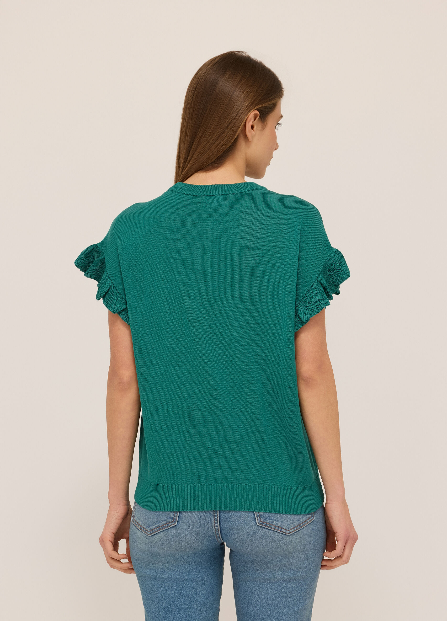 T-shirt tricot con rouches donna_1