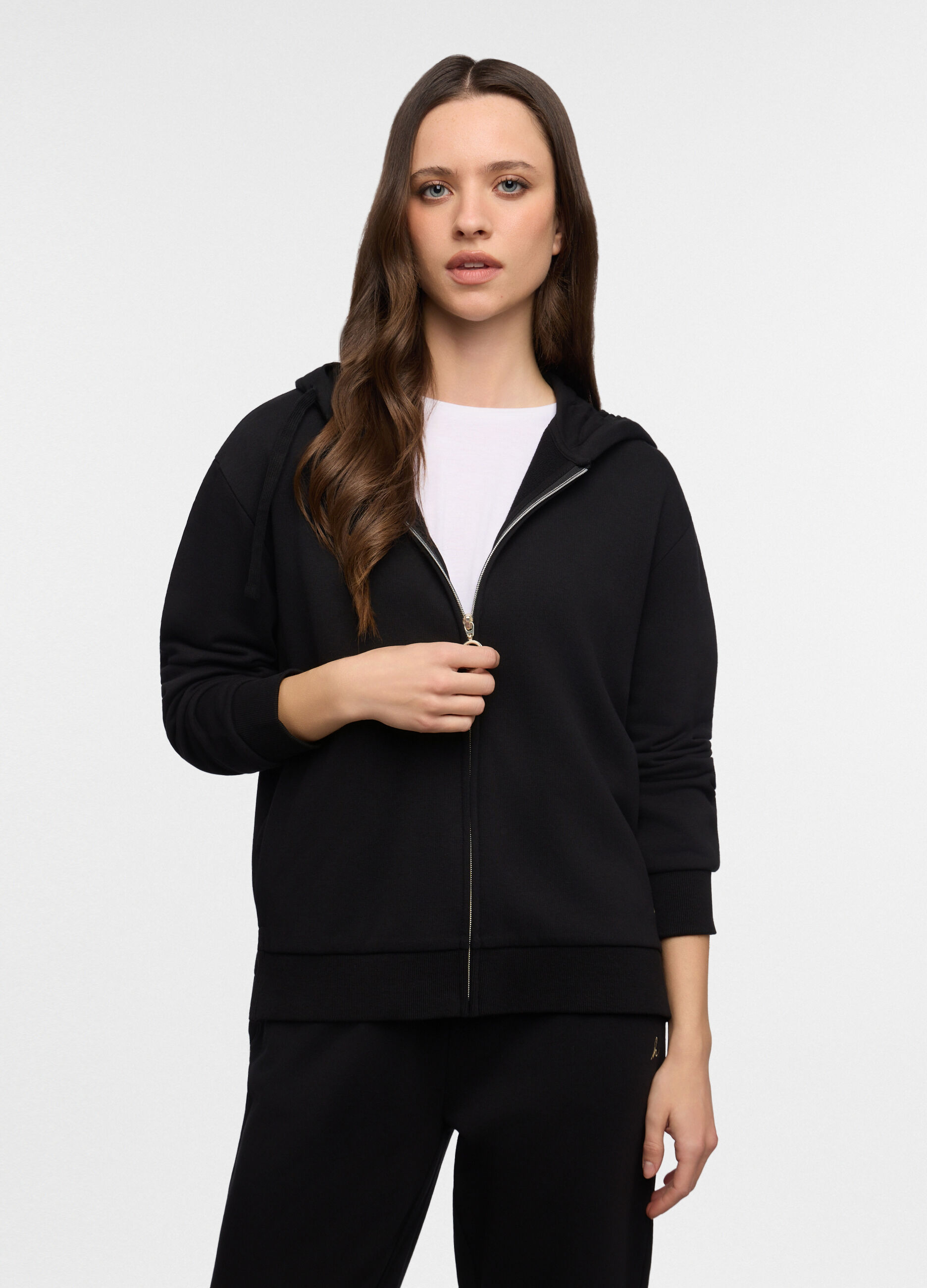 Felpa con cappuccio in french terry donna_0