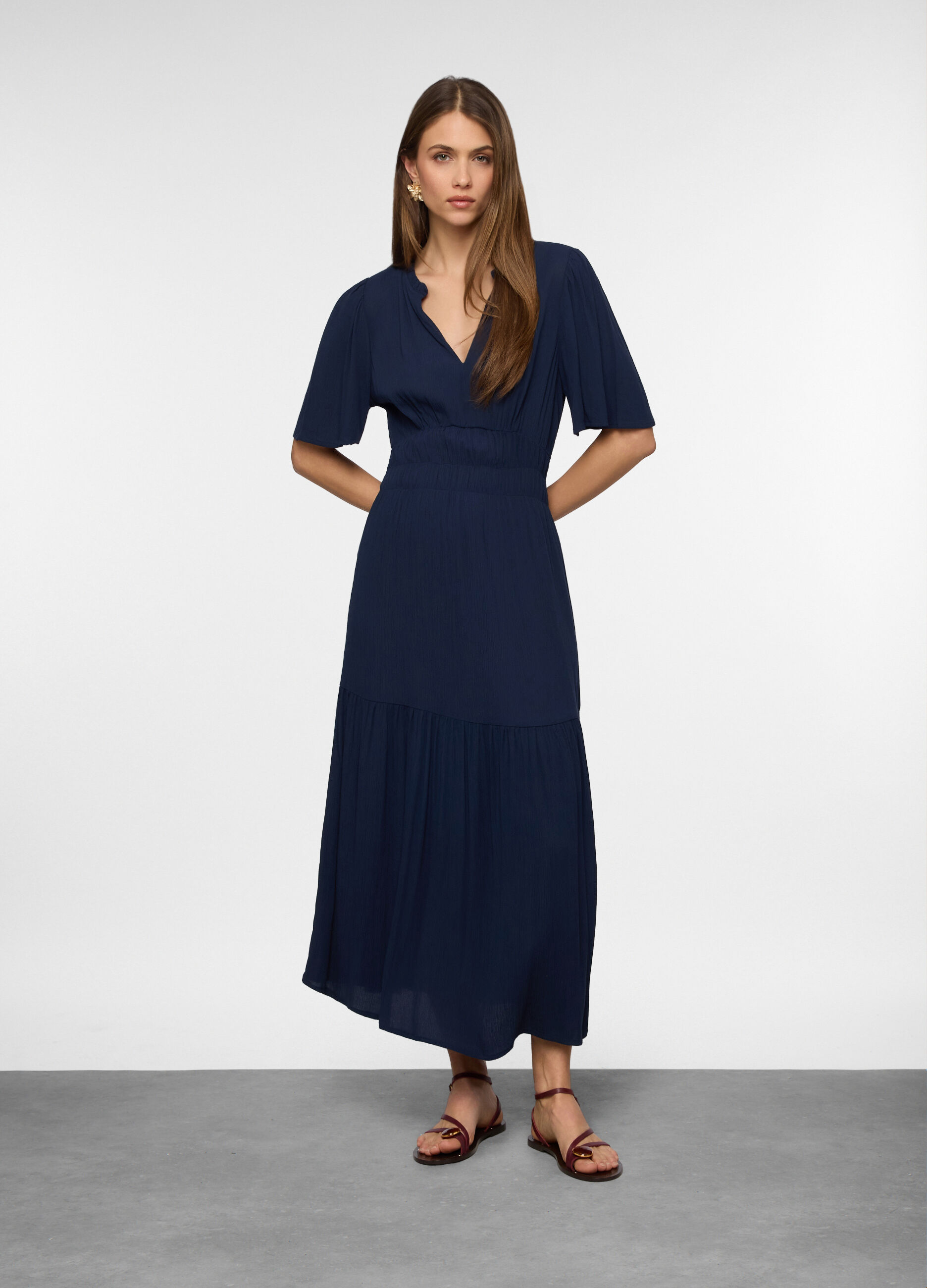 Vestito lungo crinkle donna _0