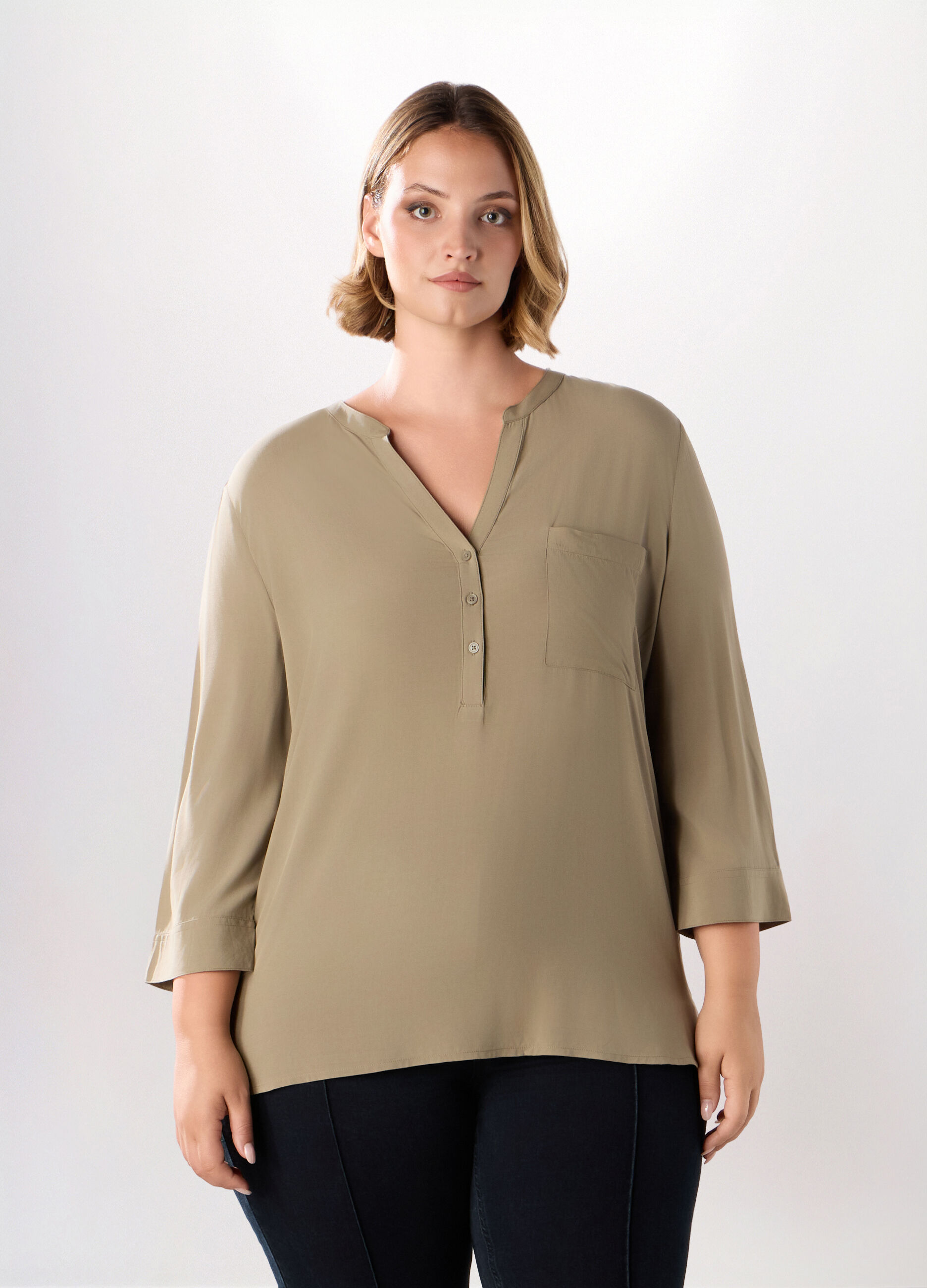 Camicetta in viscosa con maniche a 3/4 donna curvy_0