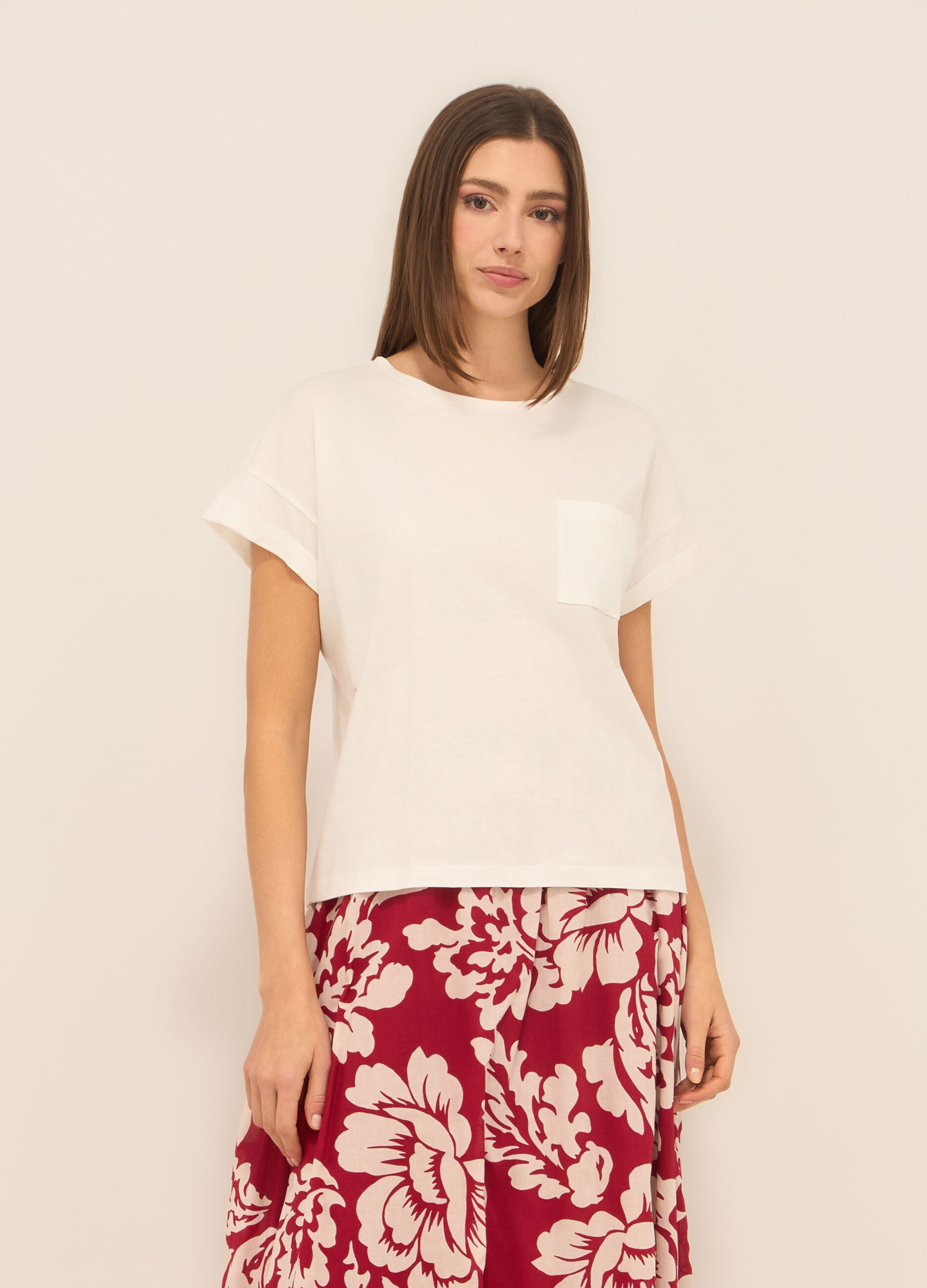 T-shirt in jersey di puro cotone donna_0