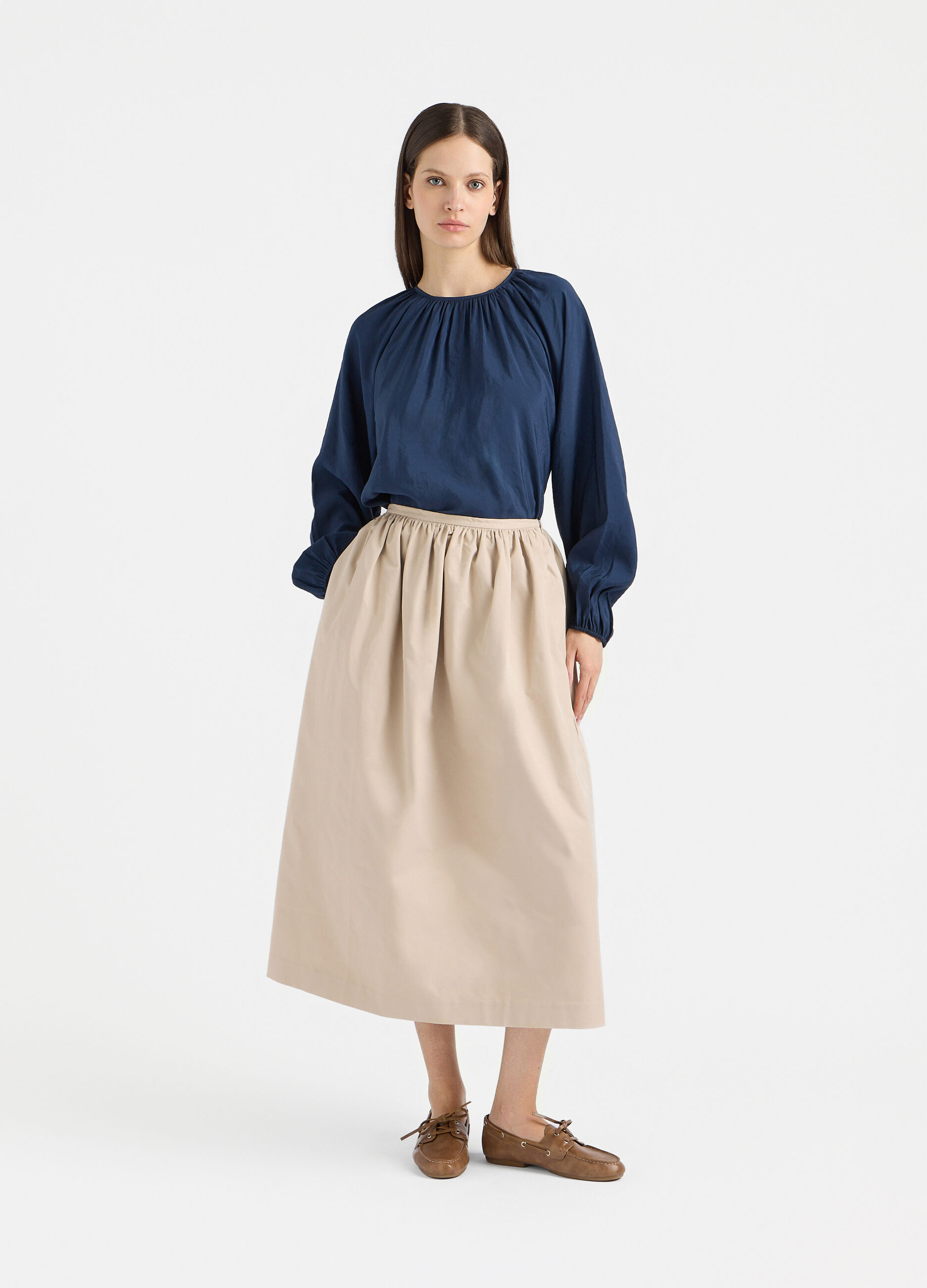 Blusa Fit Over con scollo rotondo misto modal donna_0