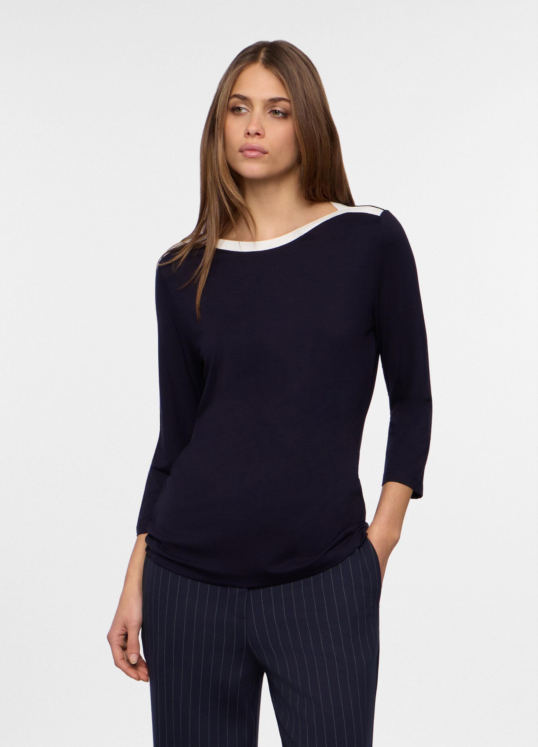 T-shirt in jersey di viscosa stretch donna_0