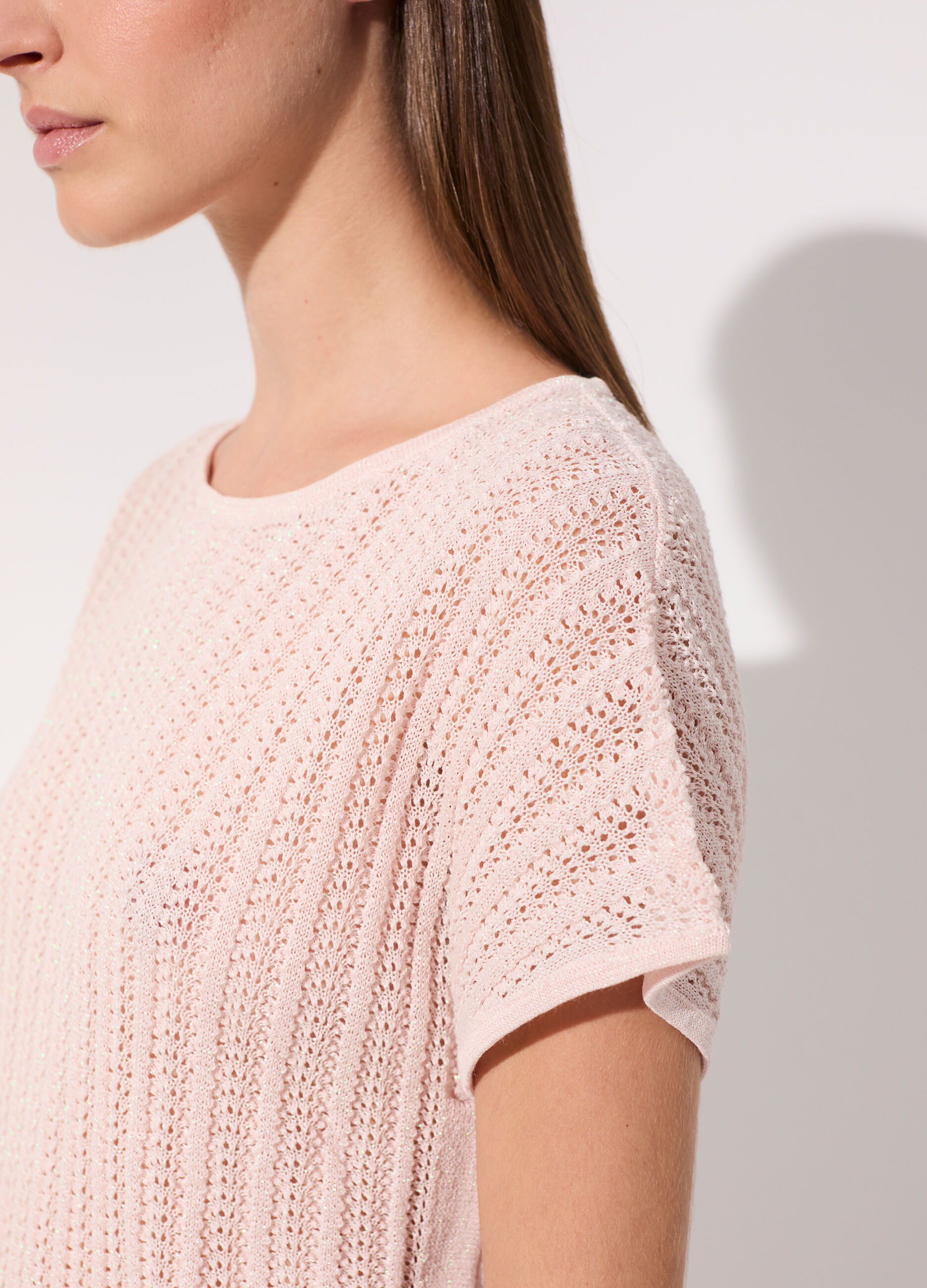 Tricot kimono a maniche corte in filo lurex donna_3