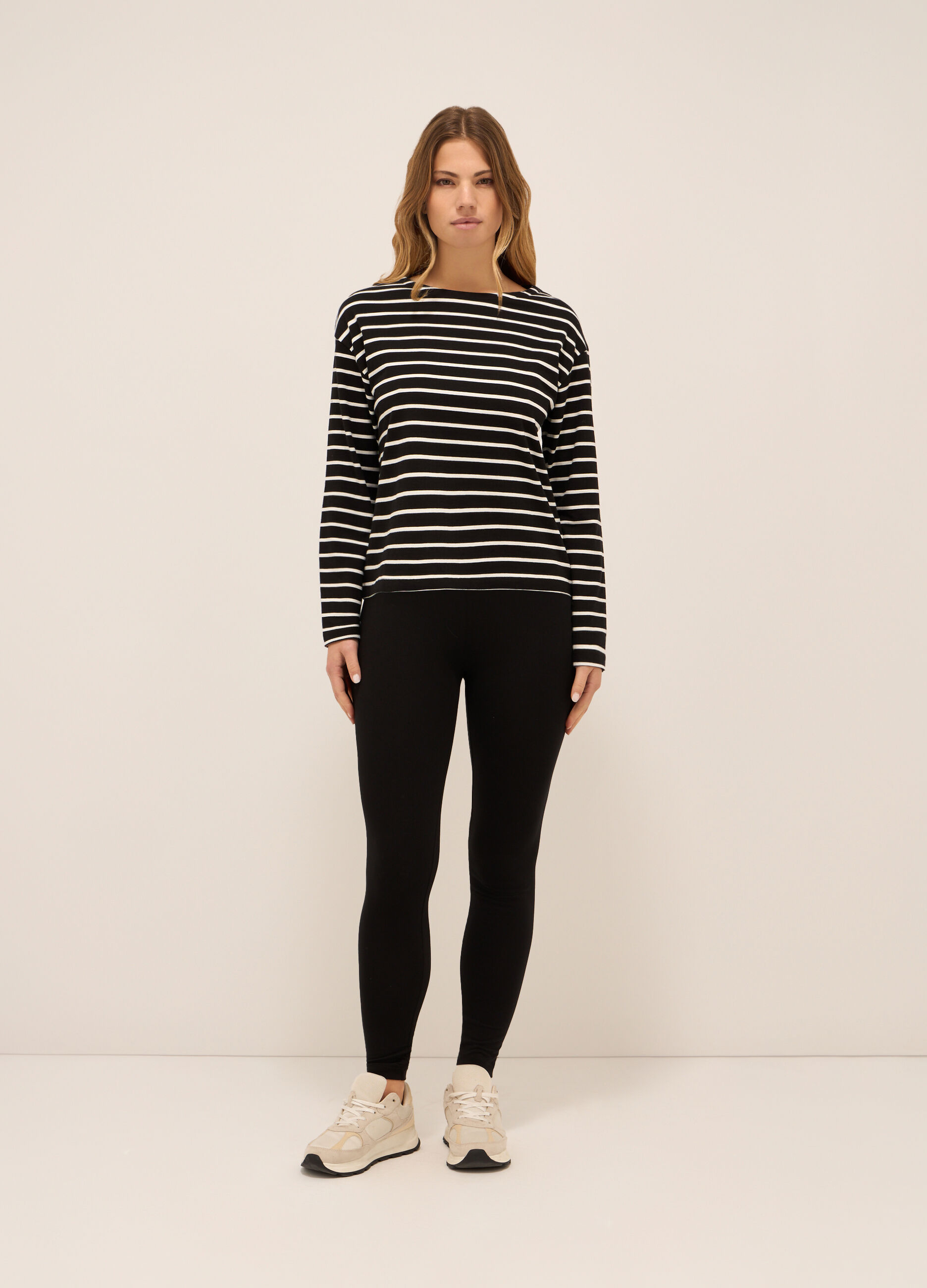 Leggings fitness in jersey di cotone stretch donna_0