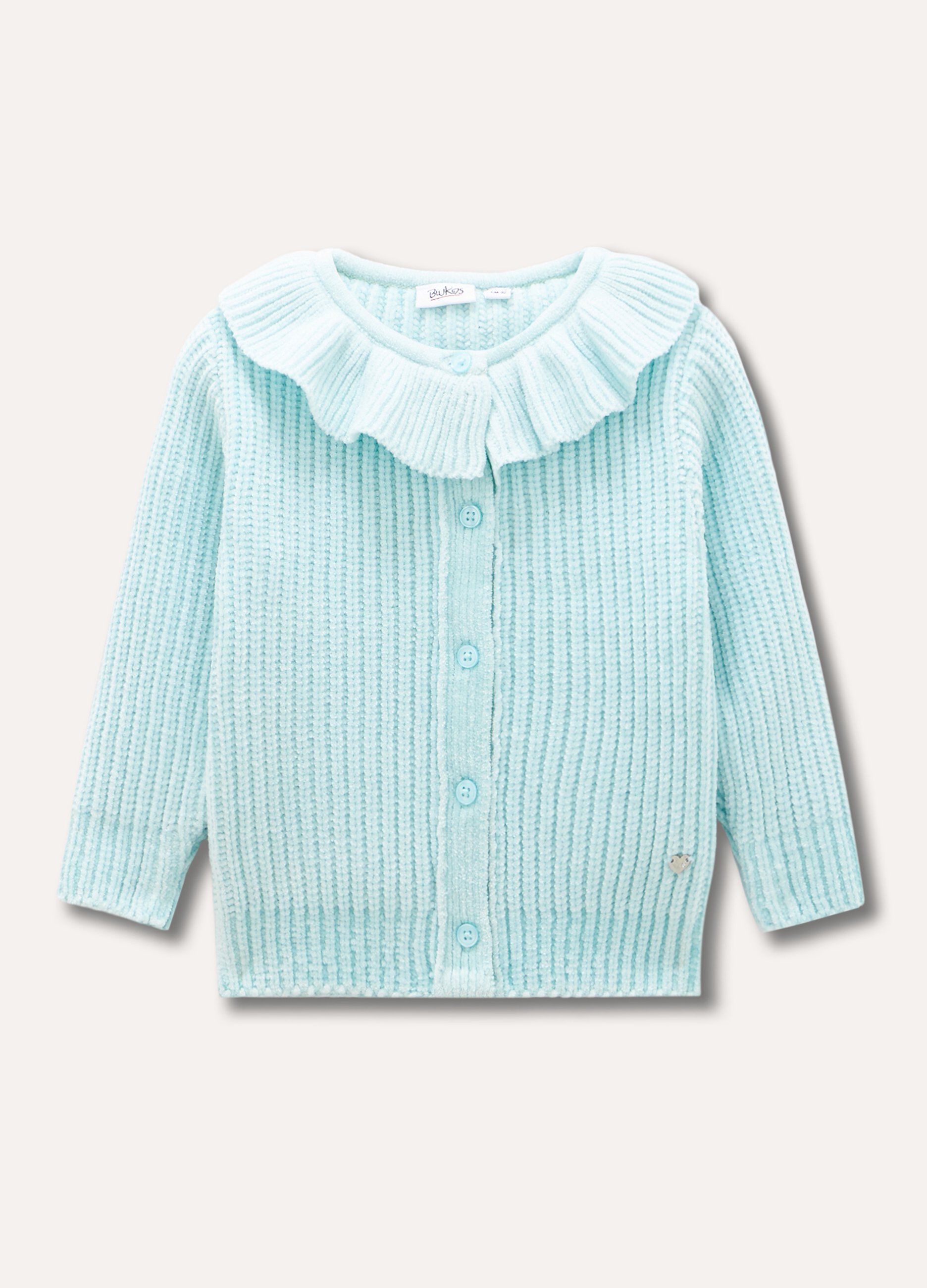 Cardigan in ciniglia tricot con rouches neonata_0