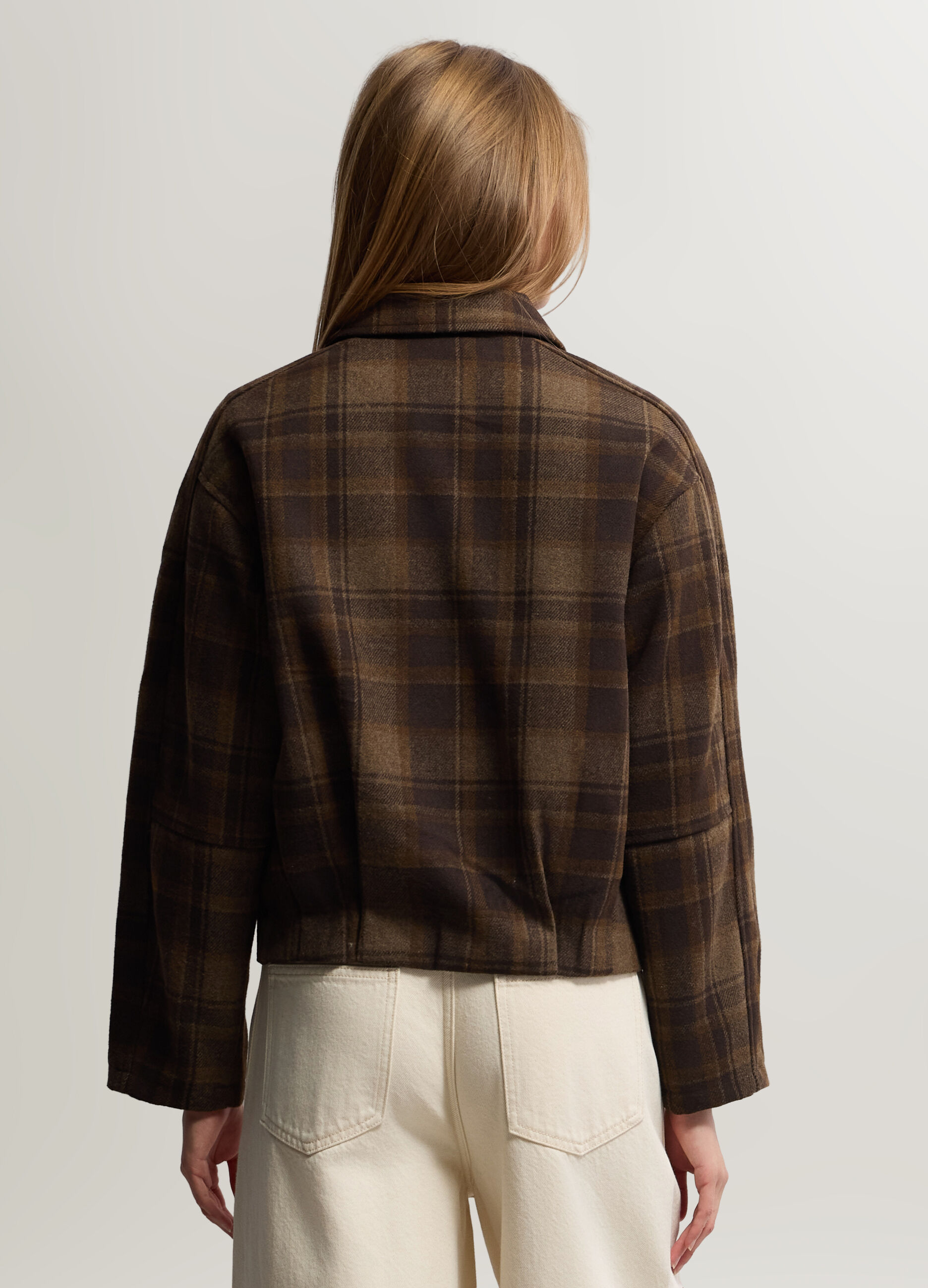 Cappotto corto a quadri donna_1