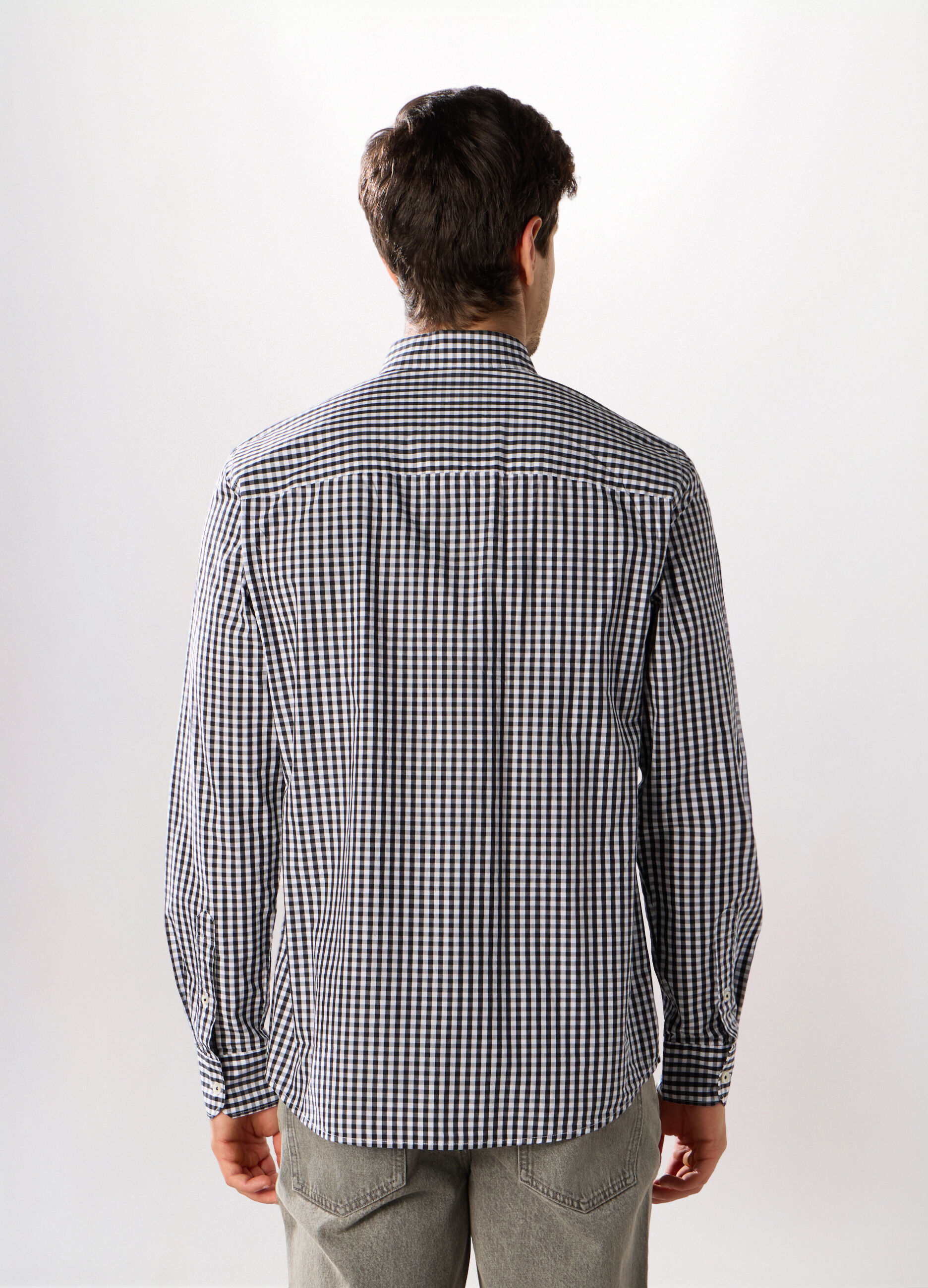 Camicia regular fit in cotone a quadretti uomo