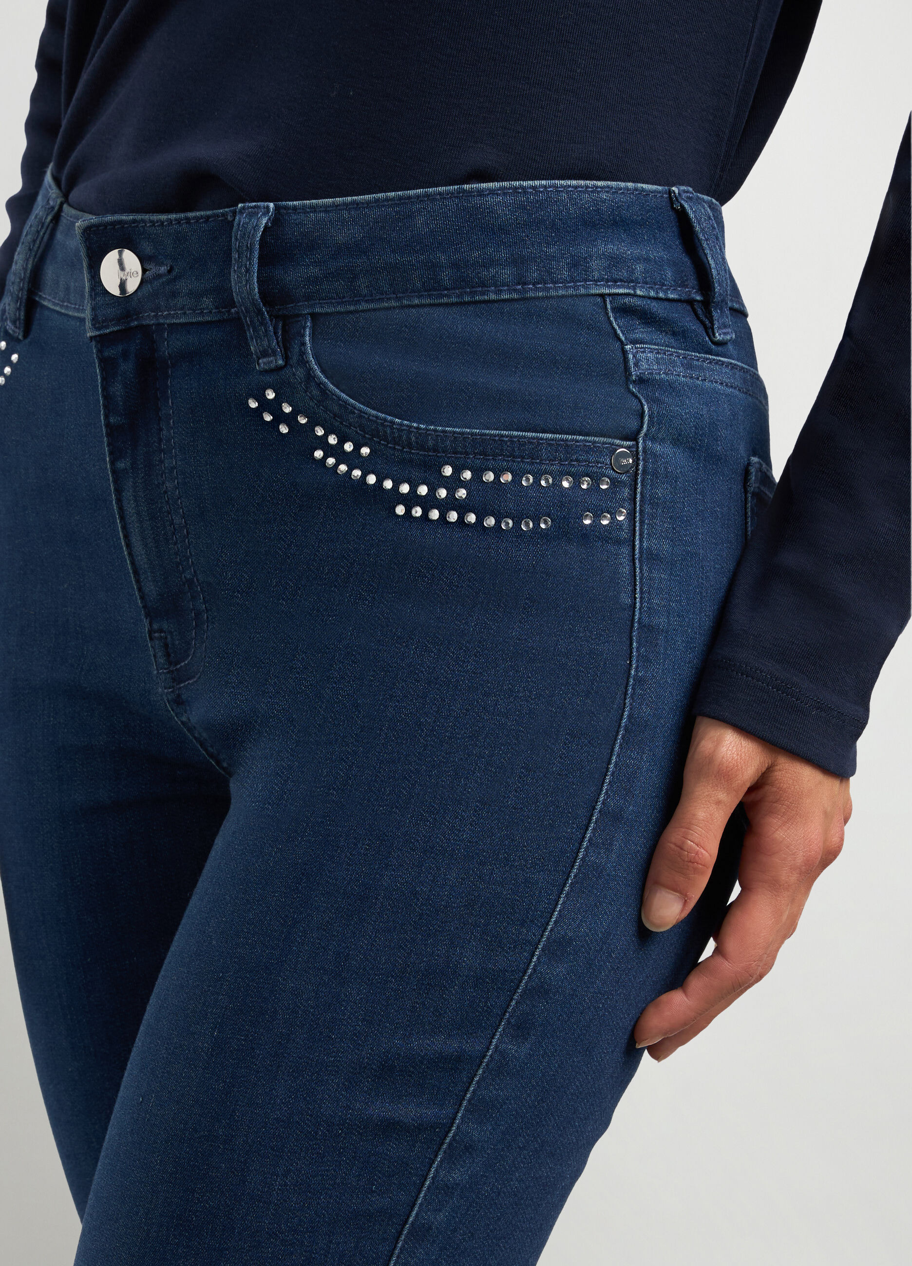 Pantaloni in denim di misto cotone stretch donna_2