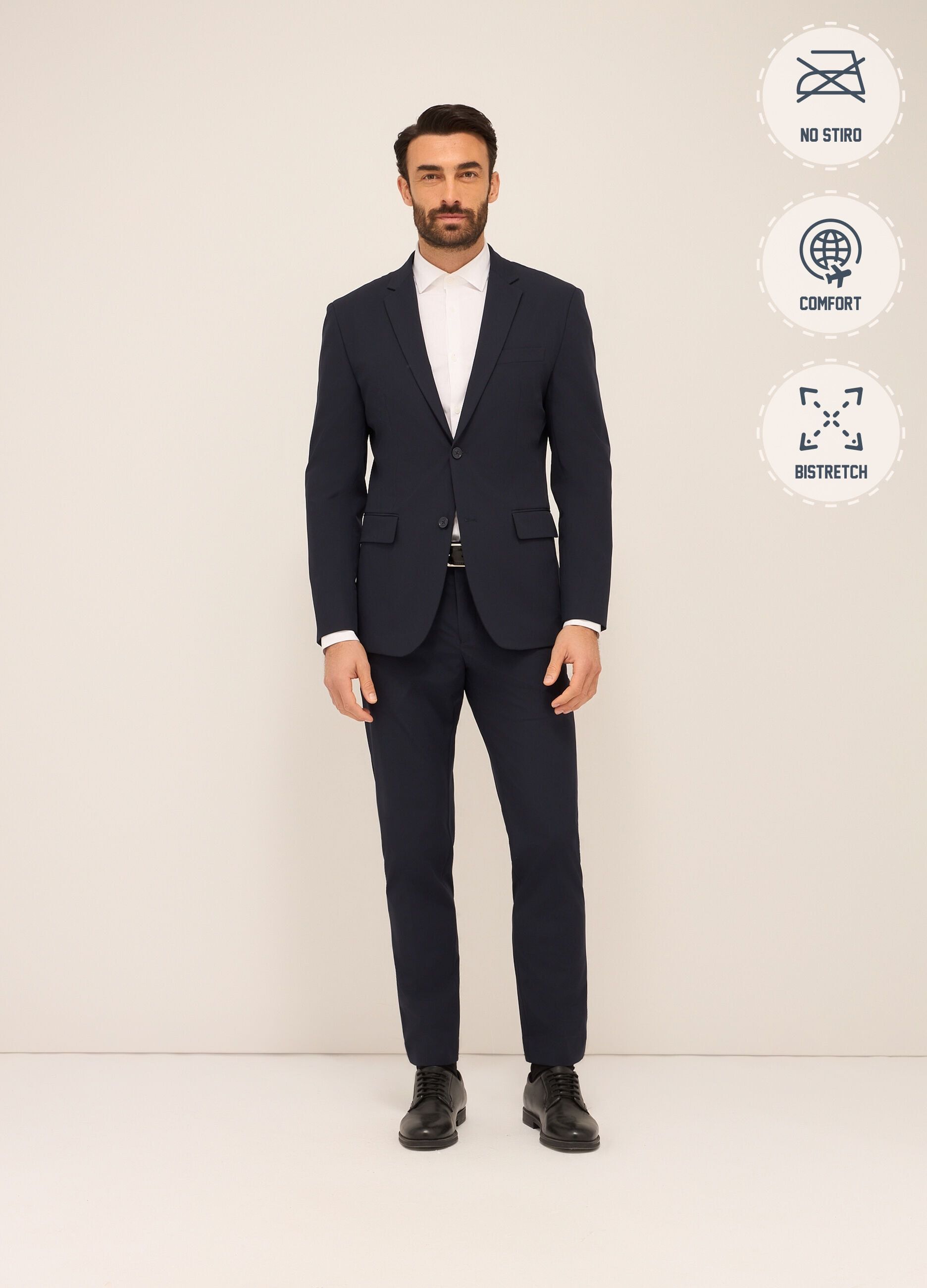 Pantaloni classici in tessuto stretch uomo_0