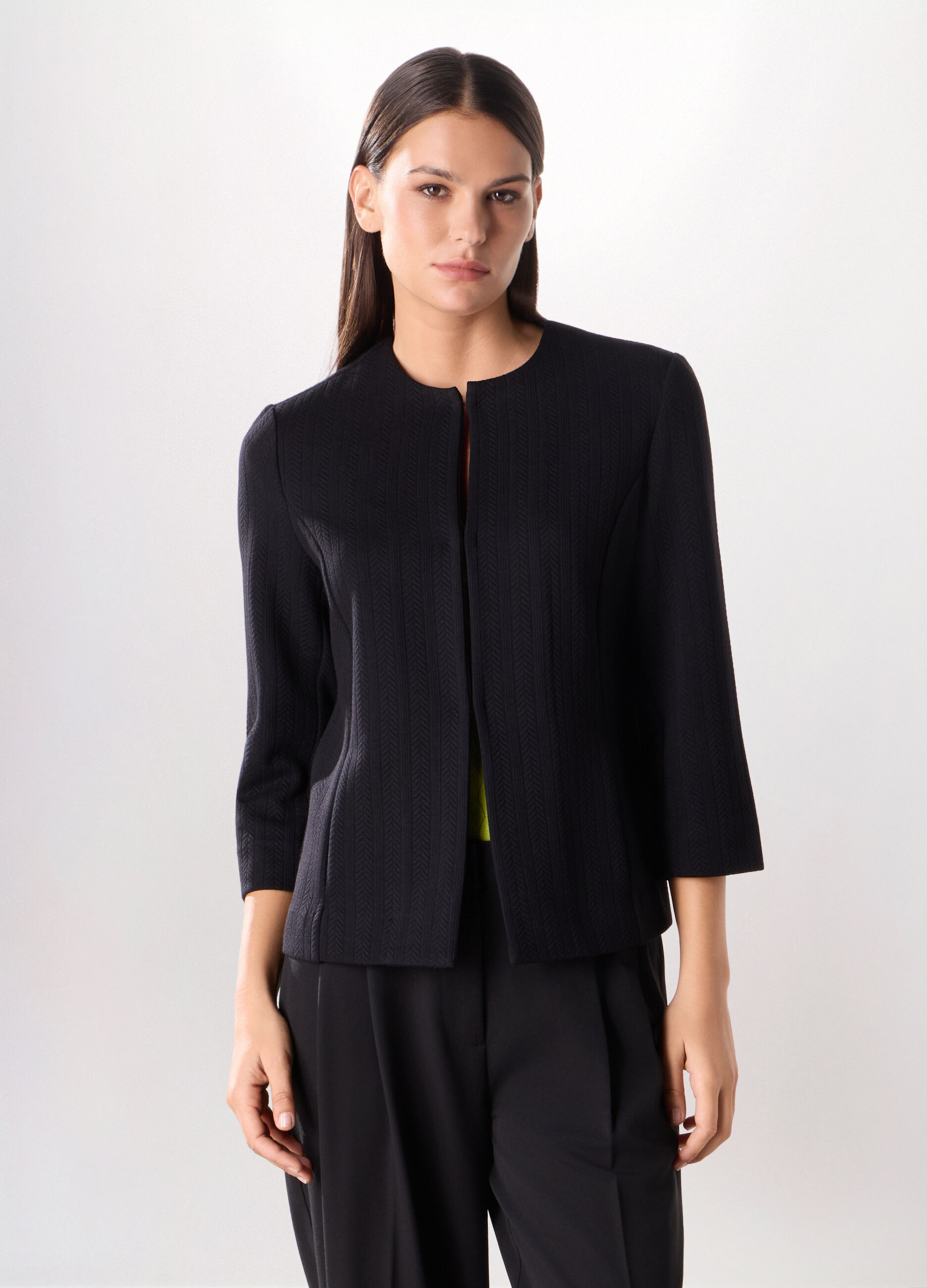Giacca con lavorazione jacquard donna_0