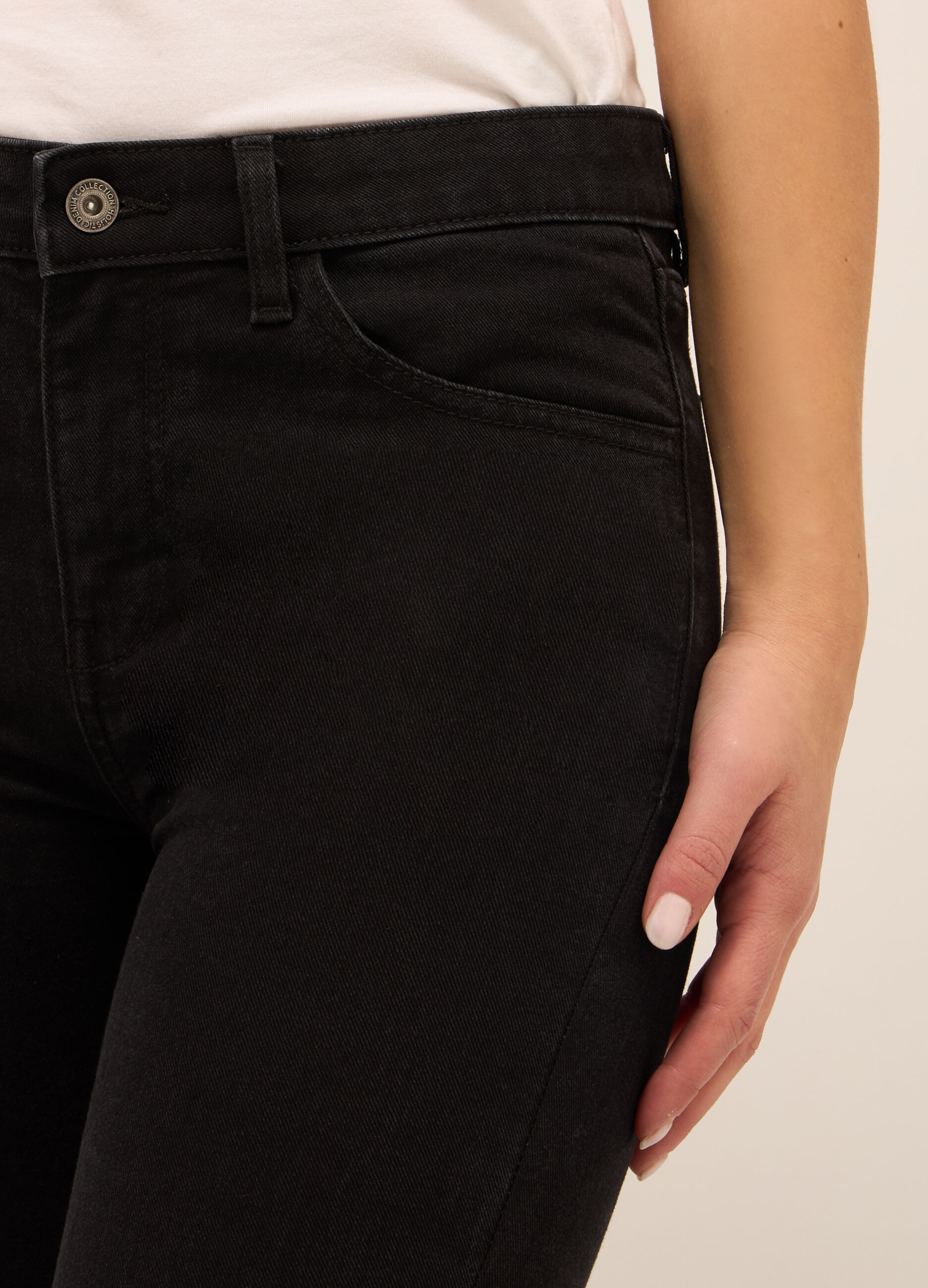 Pantaloni in stretch denim di misto cotone donna_3