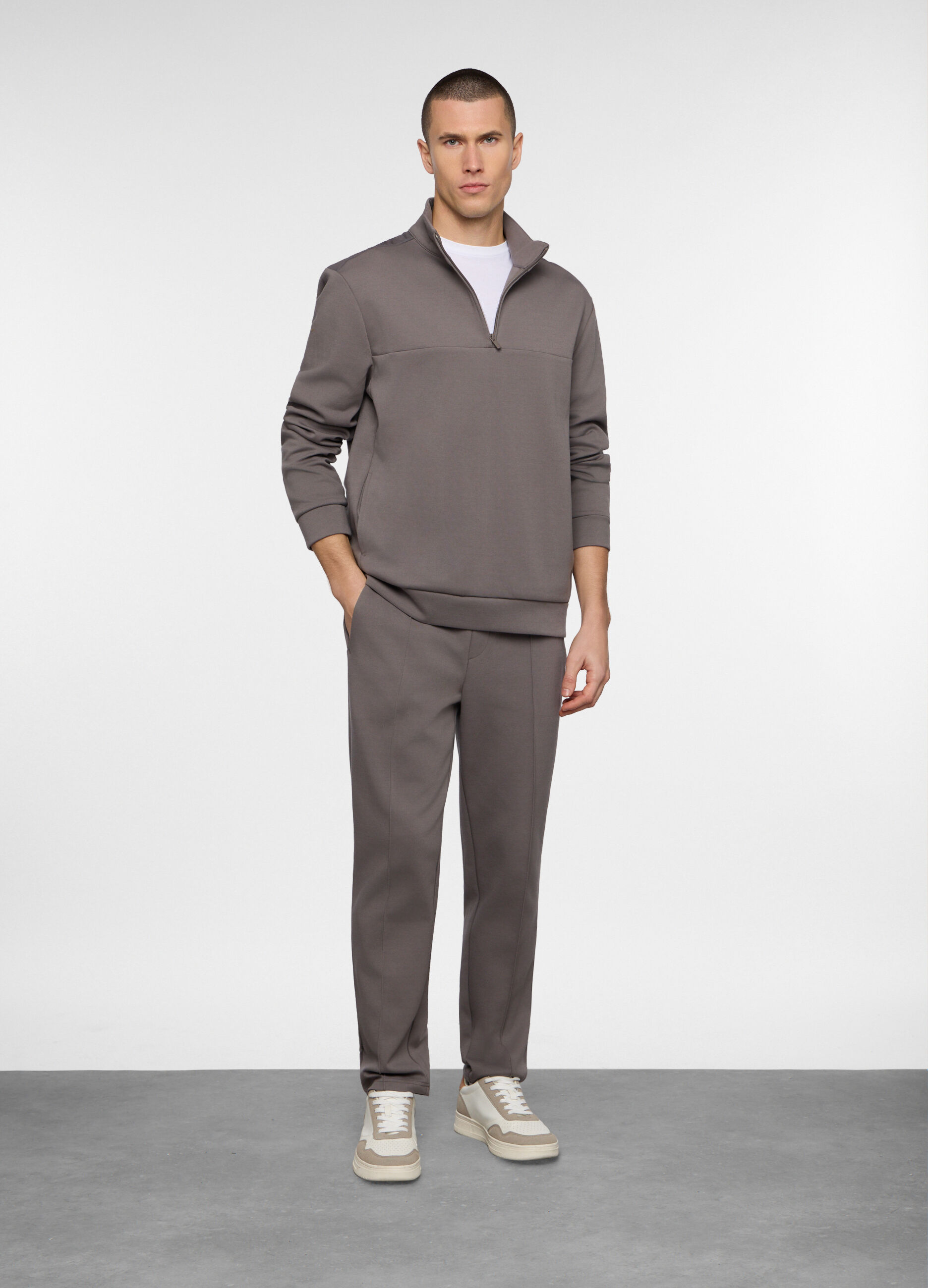 Jogger di interlock misto cotone uomo_0