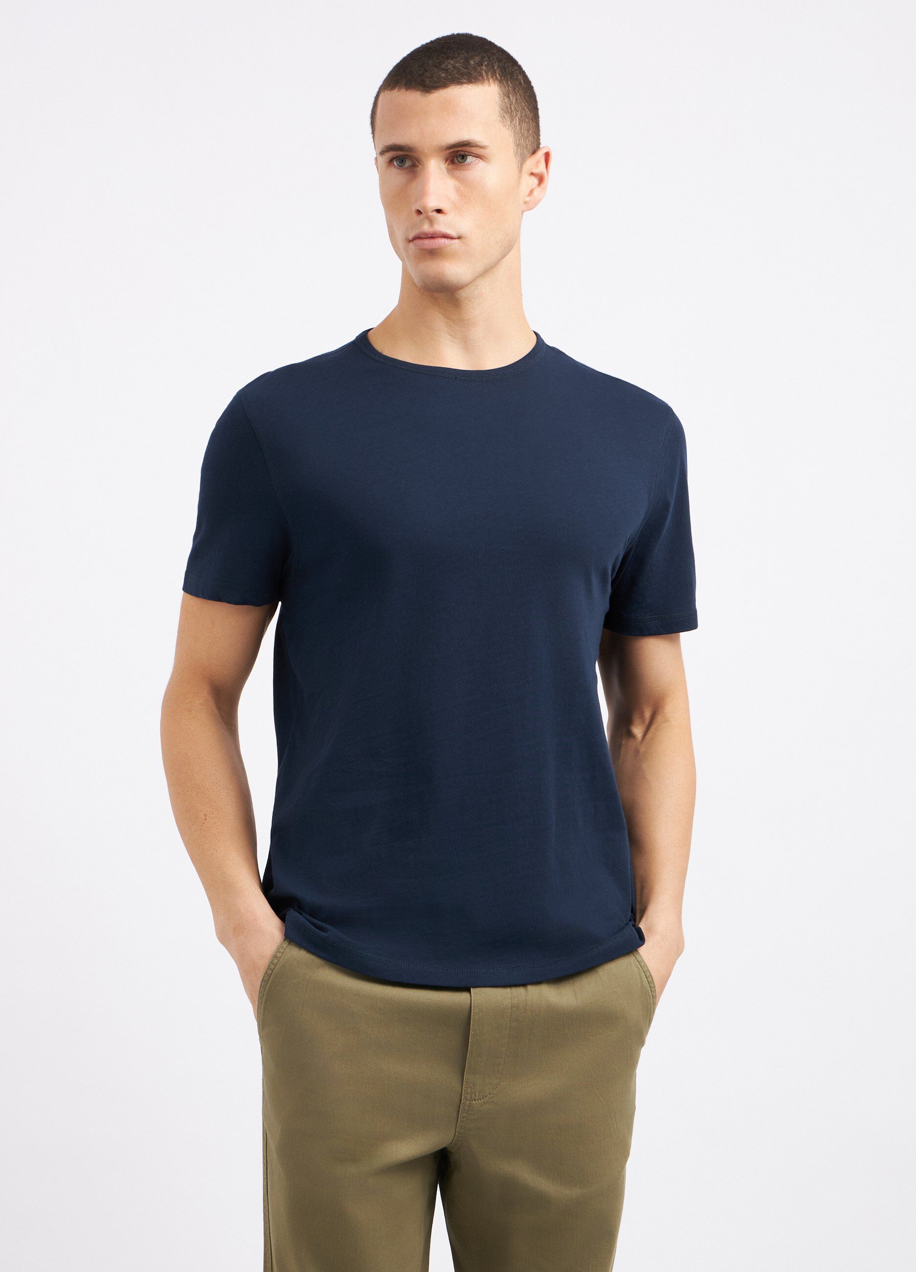 T-shirt a girocollo in puro cotone uomo_0