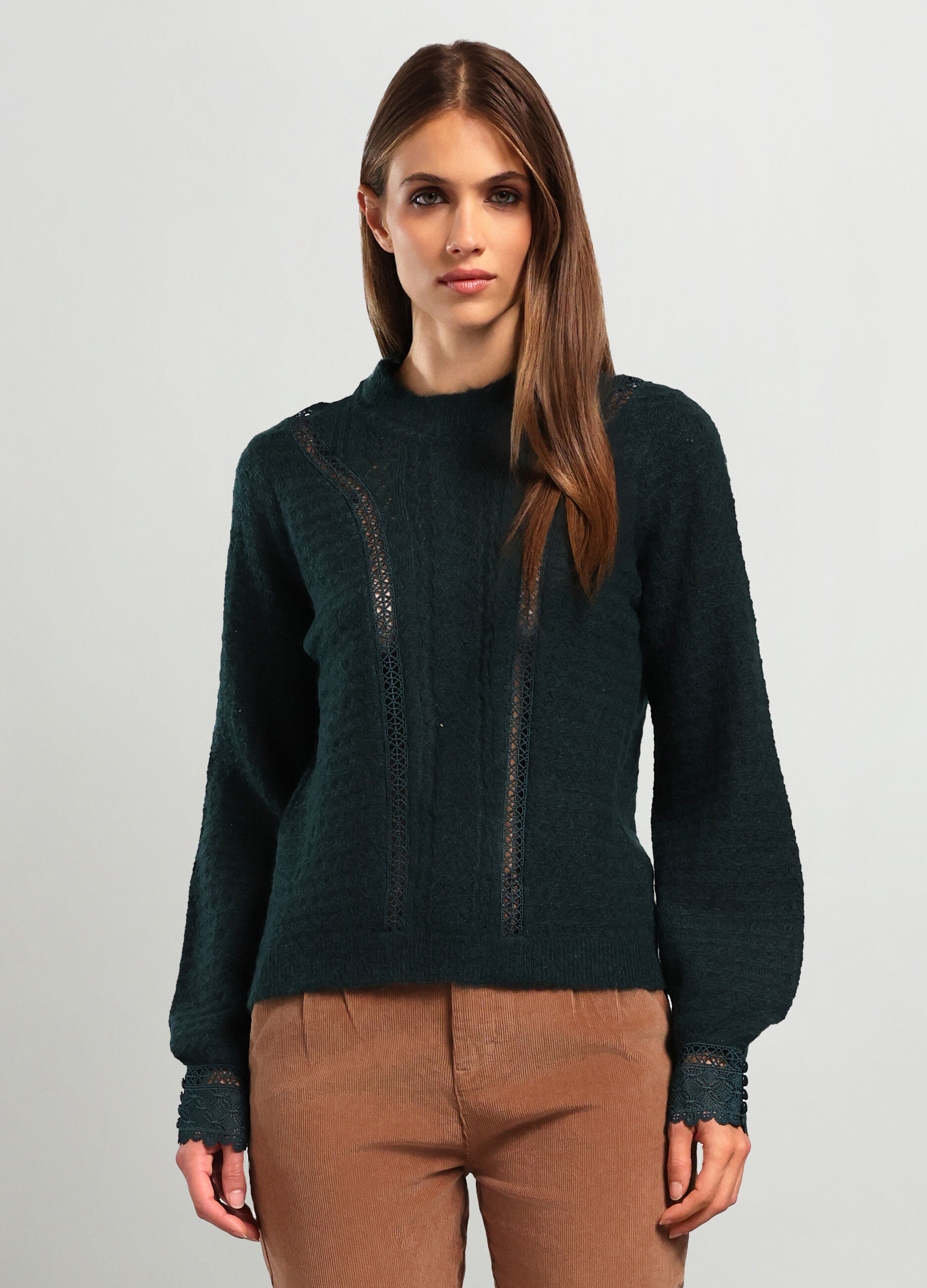 Girocollo tricot con inserti donna_0